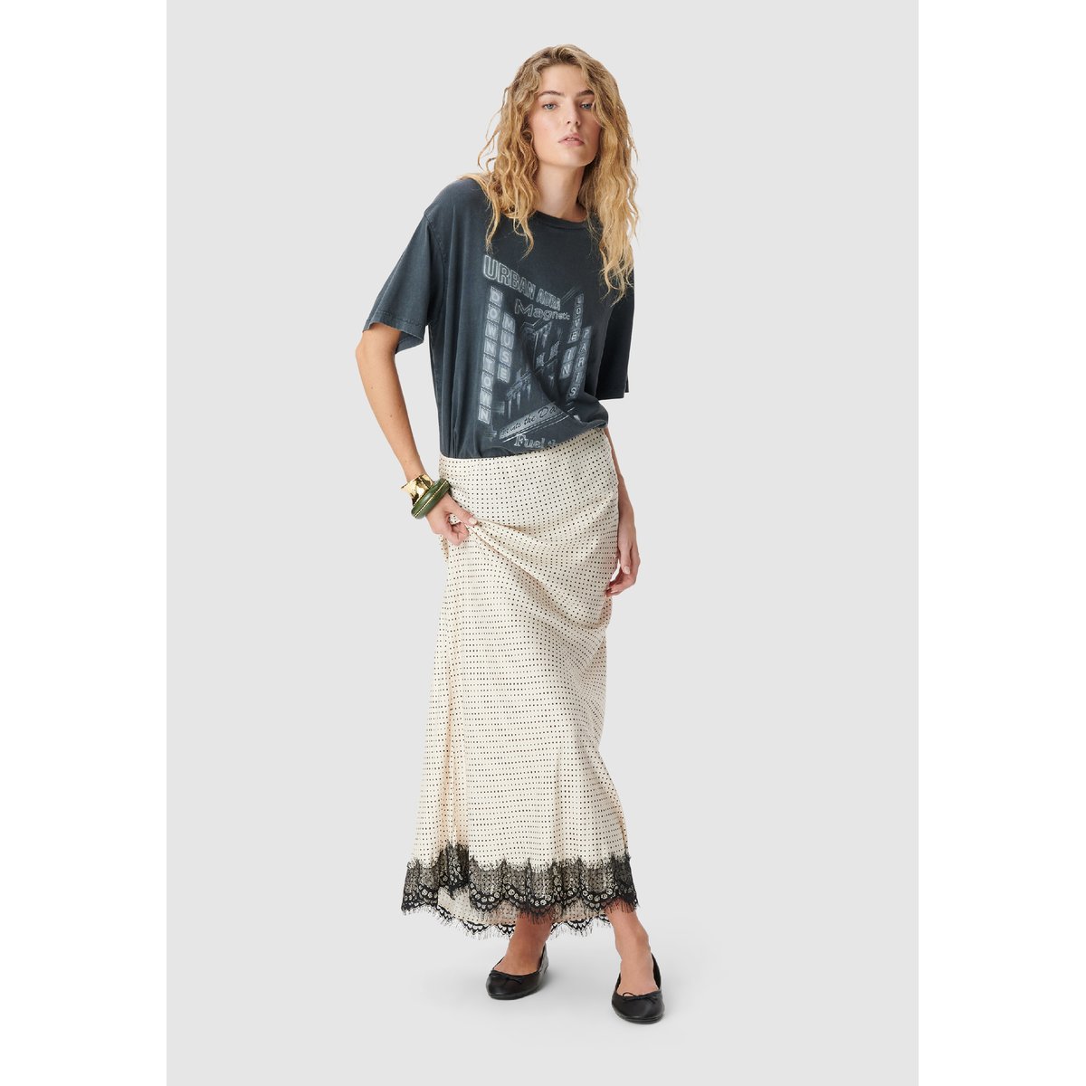 Tee-shirt visuel immeubles et messages gris anthracite, IKKS