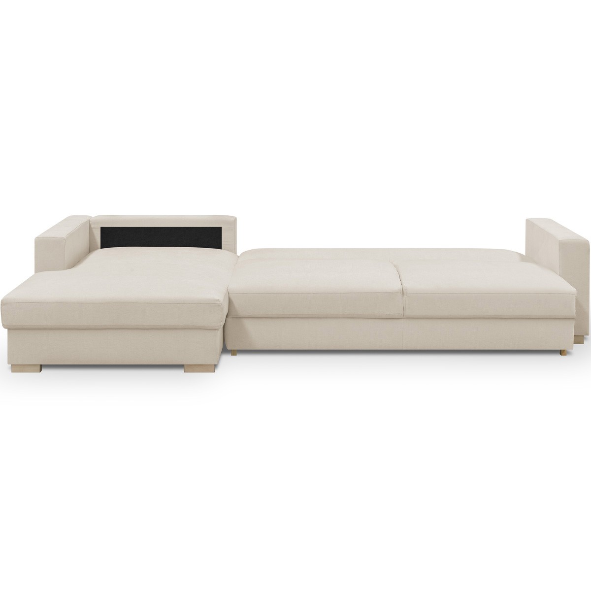 Canapé d'angle à gauche convertible 5 places en tissu chenille - ROBIN beige, HOMIFAB