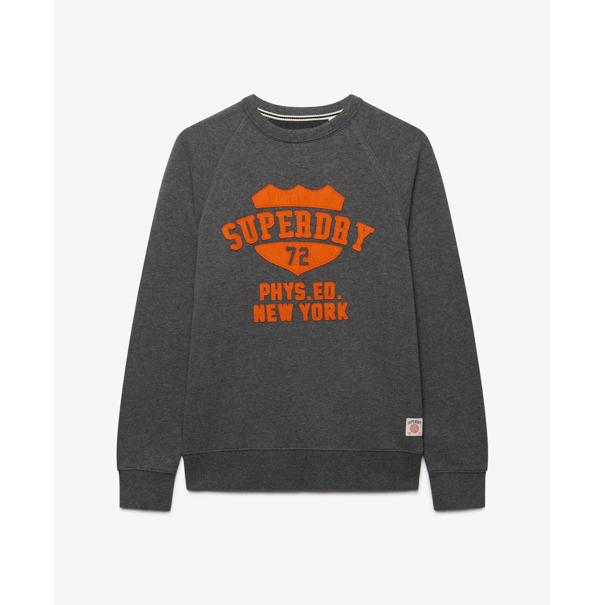 Sweat Athletic col rond coupe décontractée anthracite clair chiné, SUPERDRY