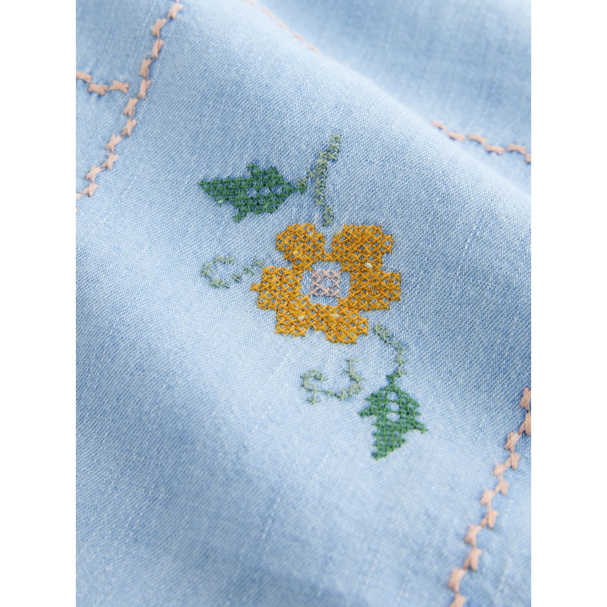 Robe courte en jean brodée bleach blue, NEXT