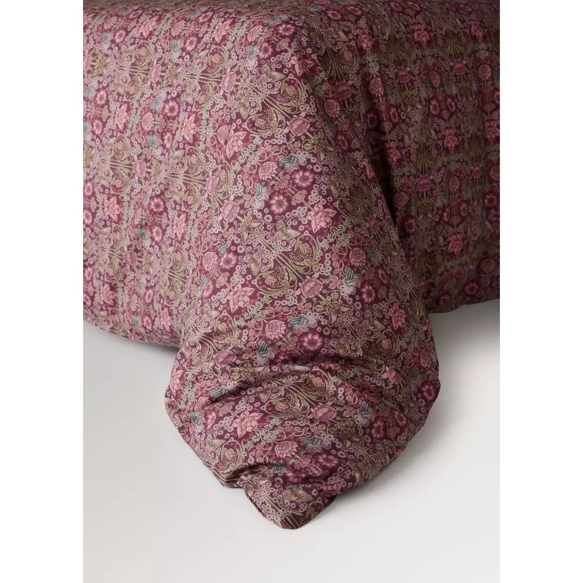 Housse de couette percale de coton imprimé fleuri lit 90 cm prune, MANGO HOME