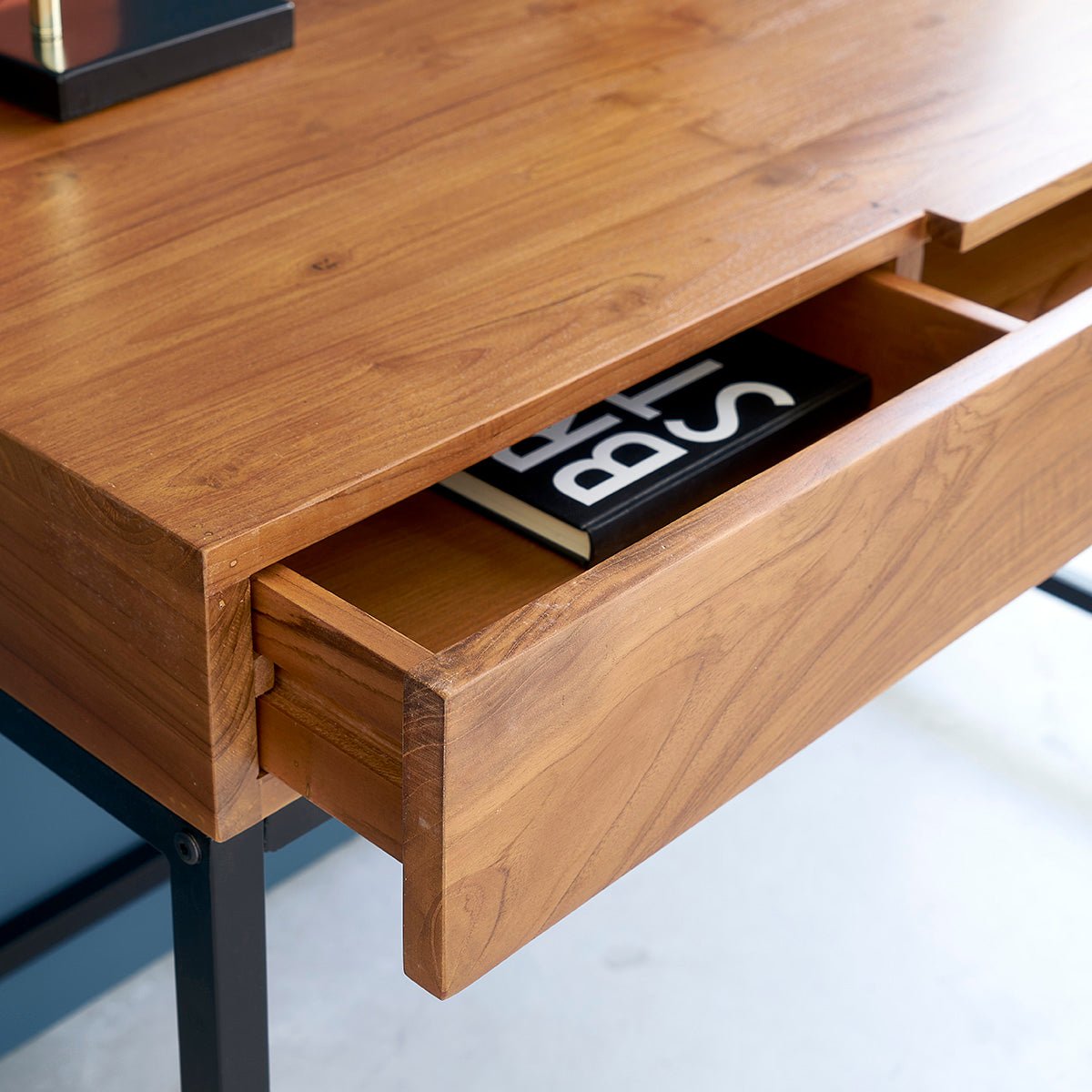 Bureau en bois de teck et métal 120 cm LINA marron, BERAH GETAH