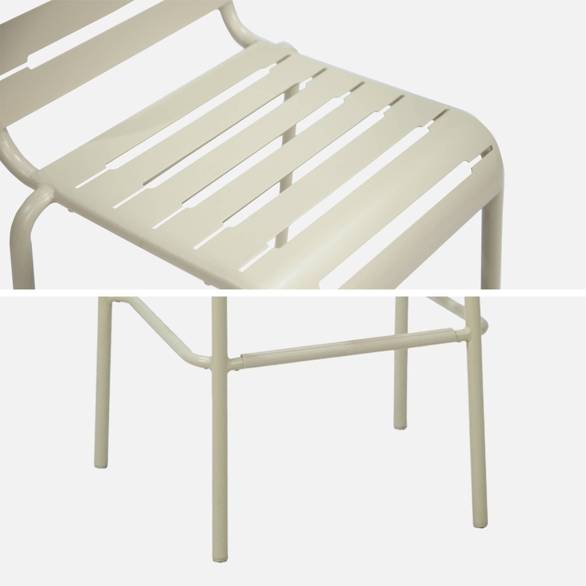 Chaise haute de jardin acier 69cm (lot de 4) AMÉLIA beige, SWEEEK