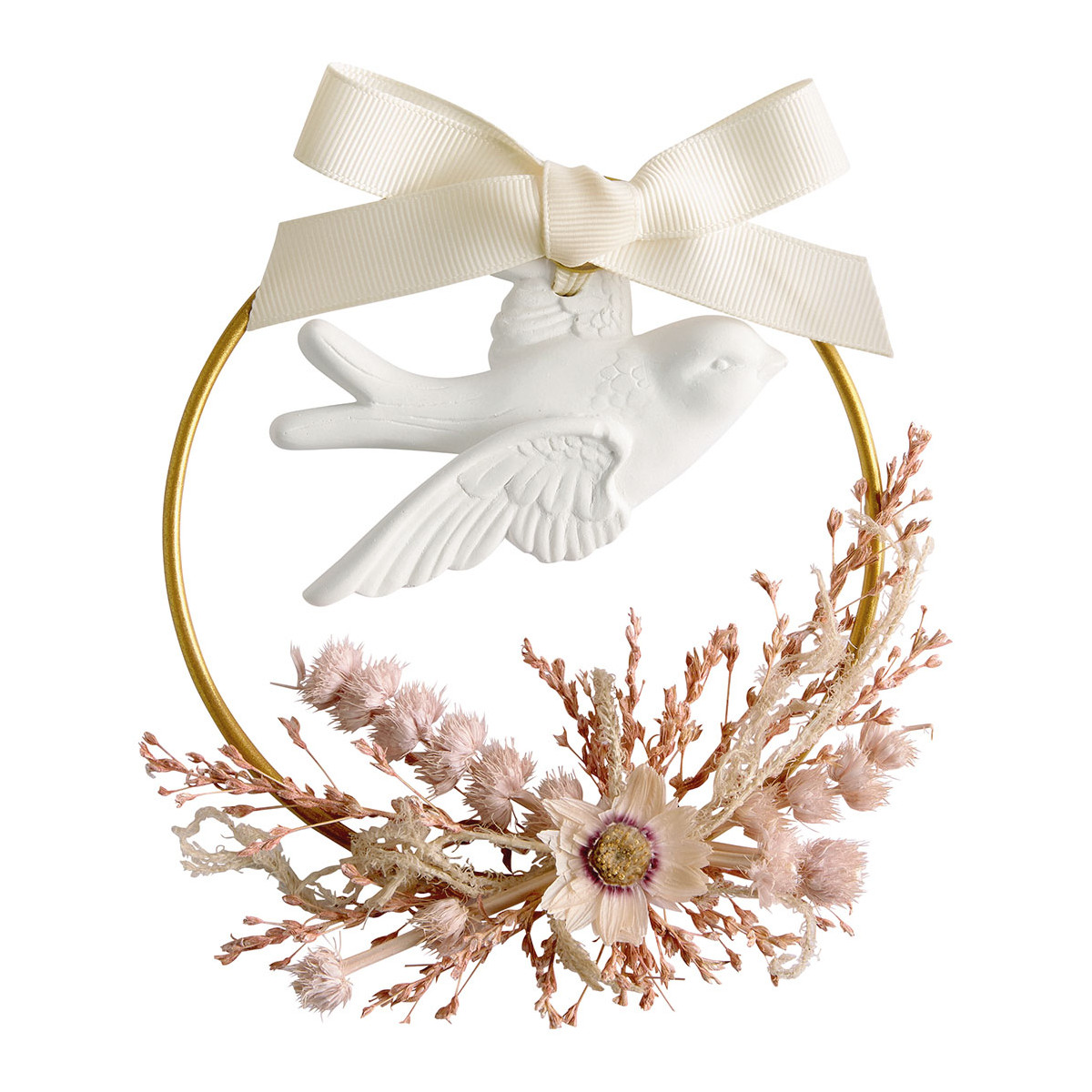Couronne florale Colombe parfumée - BOIS DE CACHEMIRE blanc, MATHILDE M