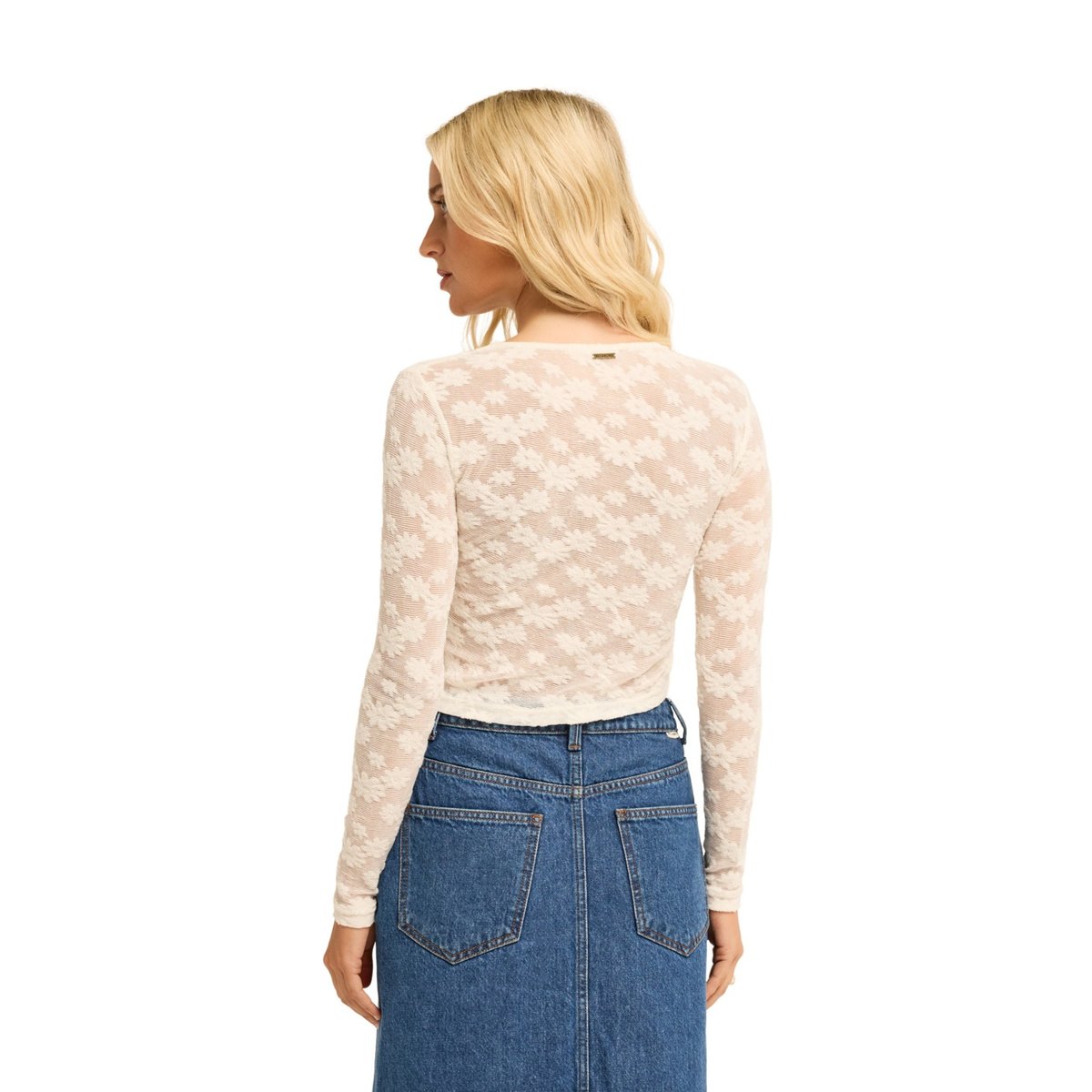 Haut en maille côtelée WAY OUT LACE blanc salt crystal, BILLABONG