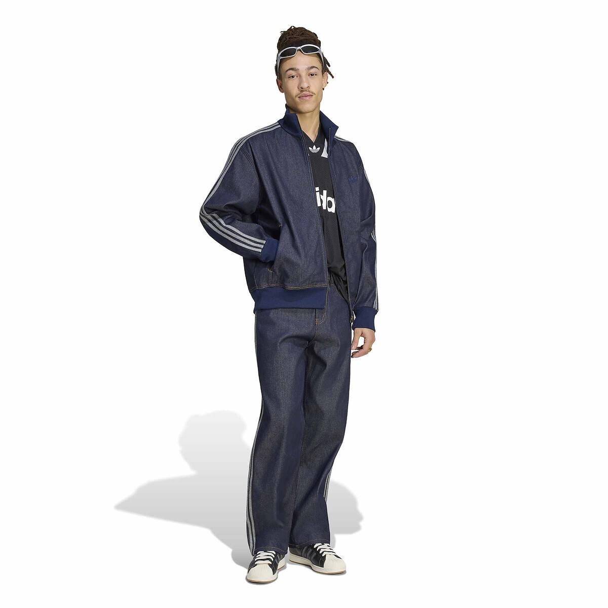 Veste de survêtement, en denim, loose fit, FIREBIRD bleu denim, adidas Originals