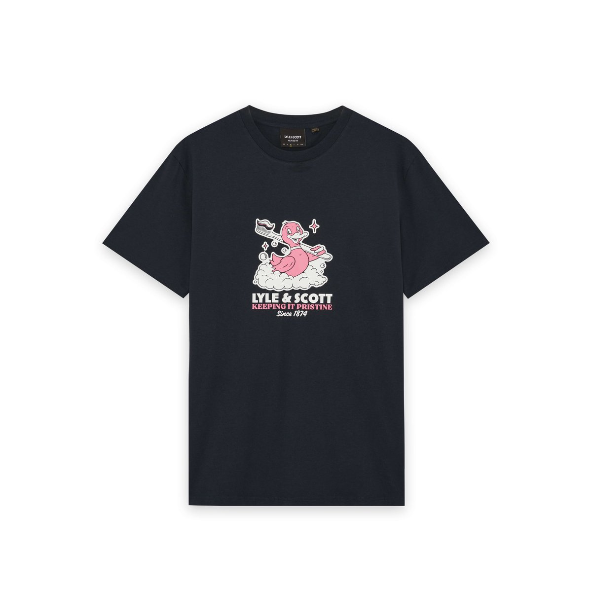 T-shirt imprimé dos graphique bleu foncé marine, LYLE & SCOTT