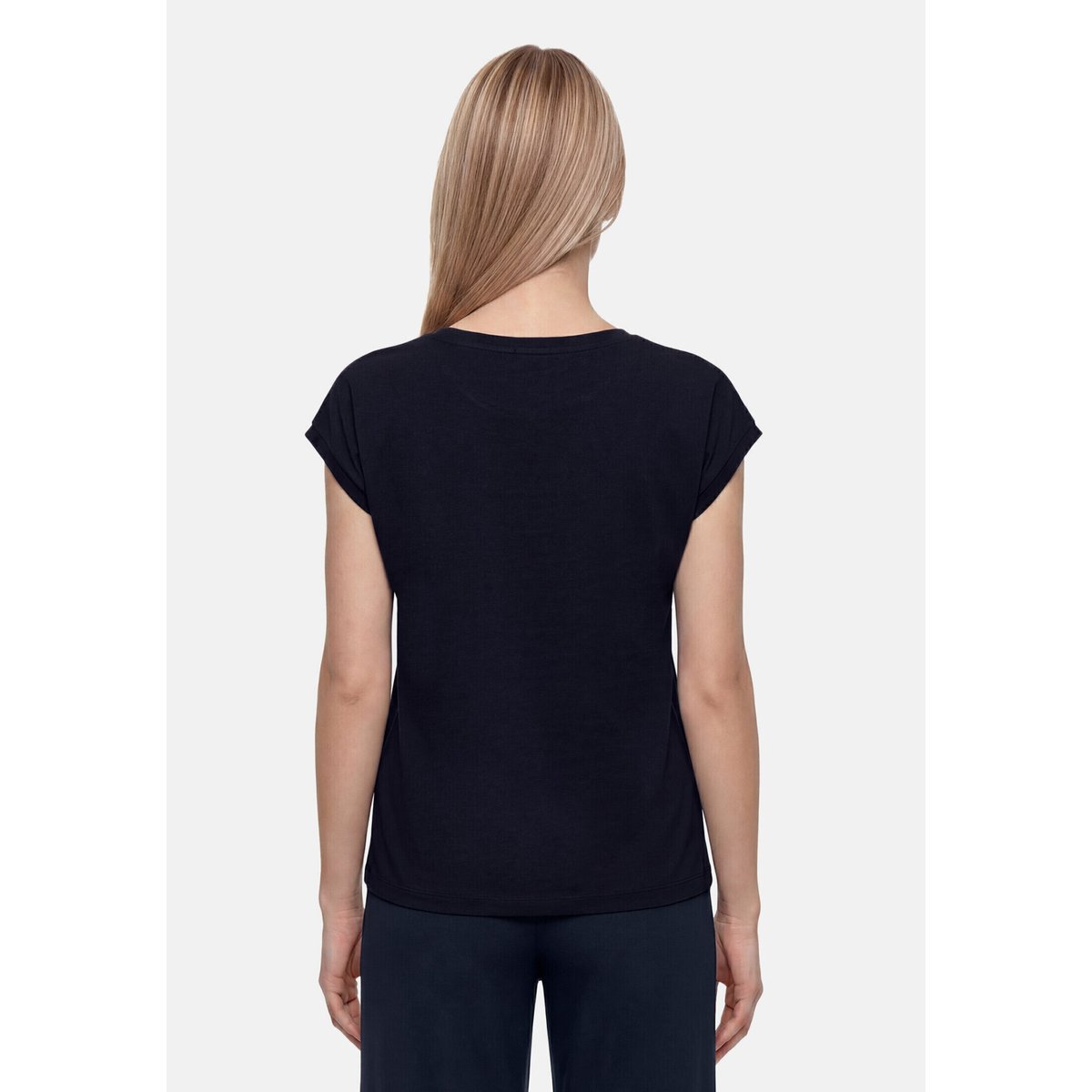 Haut imprimé à cordon coulissant sous tunnel dark blue/khaki, BETTY BARCLAY