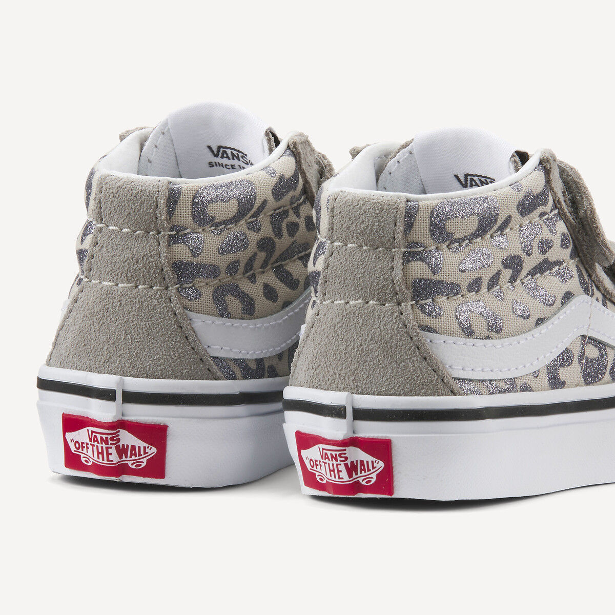 Kids Sk8-Mid Trainers with Touch 'n' Close Fastening grey/leopard, VANS