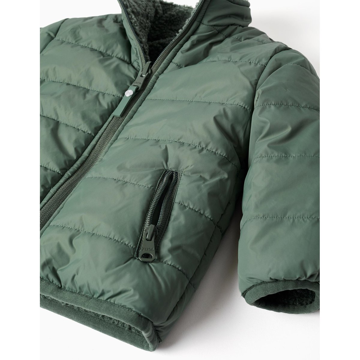 Doudoune réversible avec sherpa vert foncé, ZIPPY