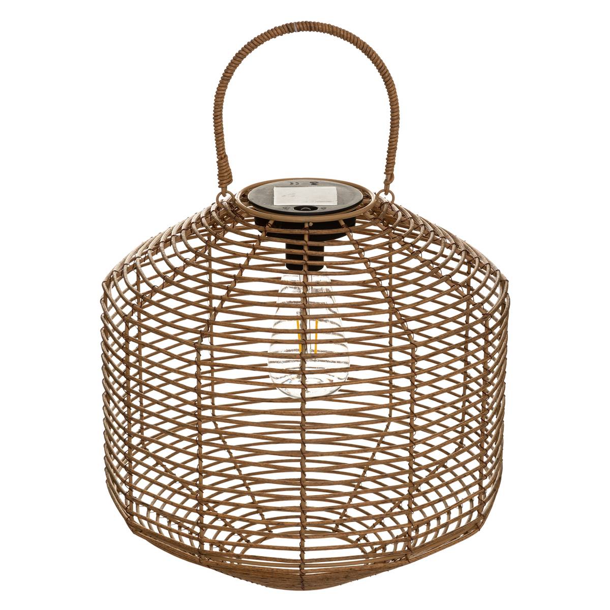 Lampe solaire d'extérieur en rotin tressé CUBA beige moyen, ATMOSPHERA