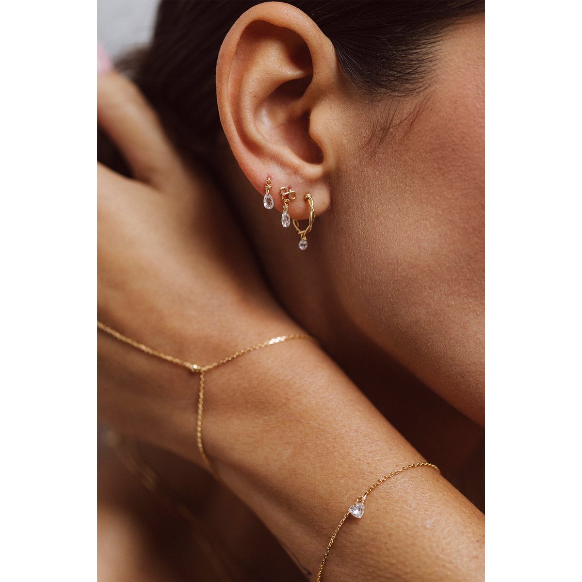 Puce pampille Mia - Or 750‰ Diamant blanc argent / tanzanite, YAY PARIS