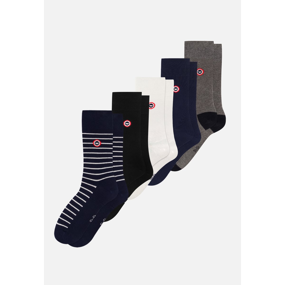 Lot de 5 chaussettes mi-hautes en coton Robuste blanc bleu marine noir gris, LE SLIP FRANCAIS