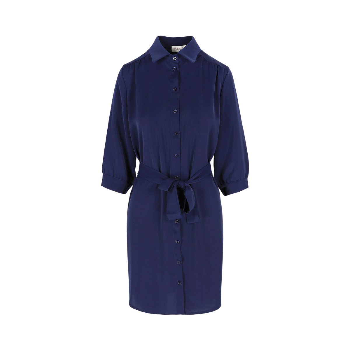 Robe chemise ceinturée bleu marine, LOLALIZA
