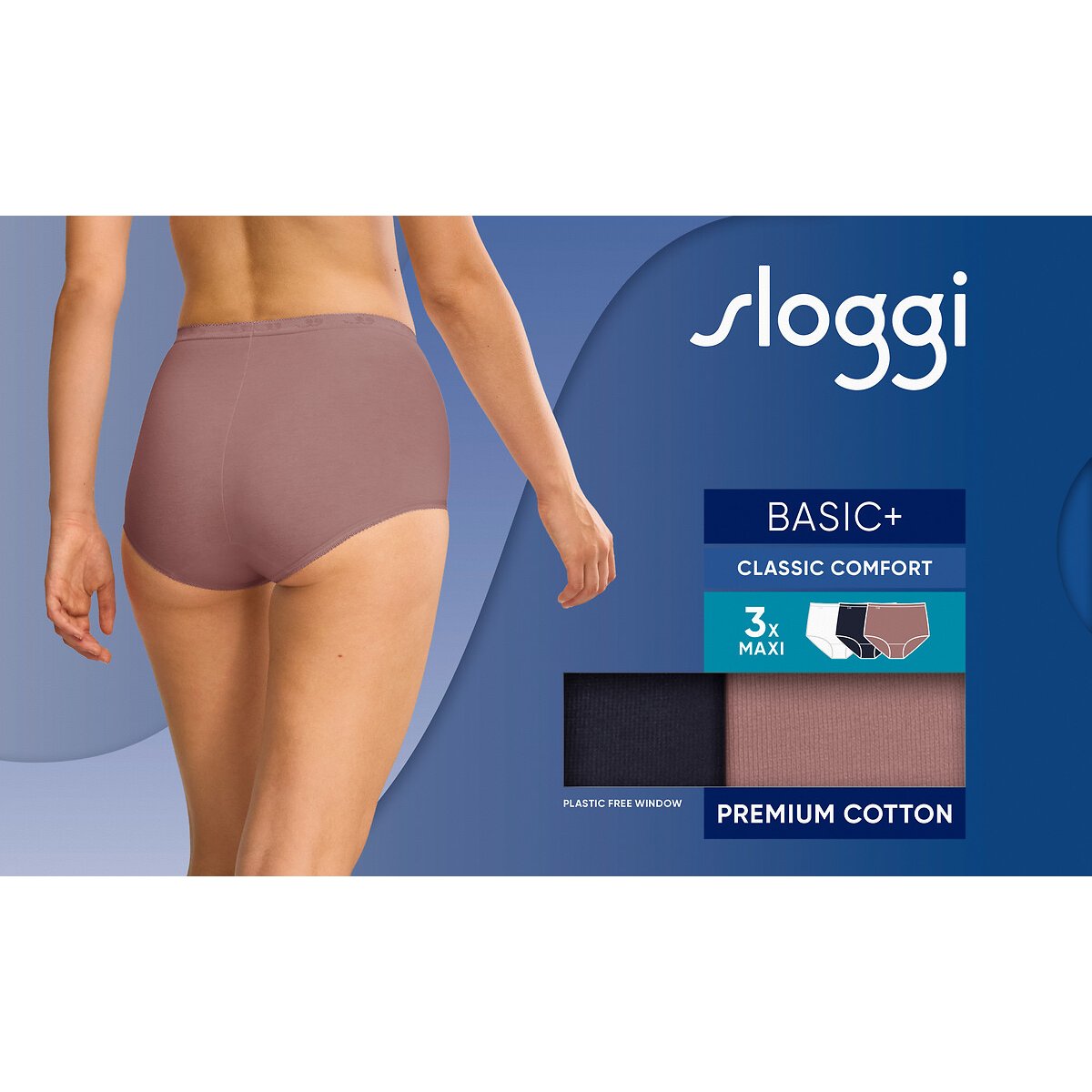 Pack of 3 Basic+ Maxi Knickers navy+cocoa+white, SLOGGI