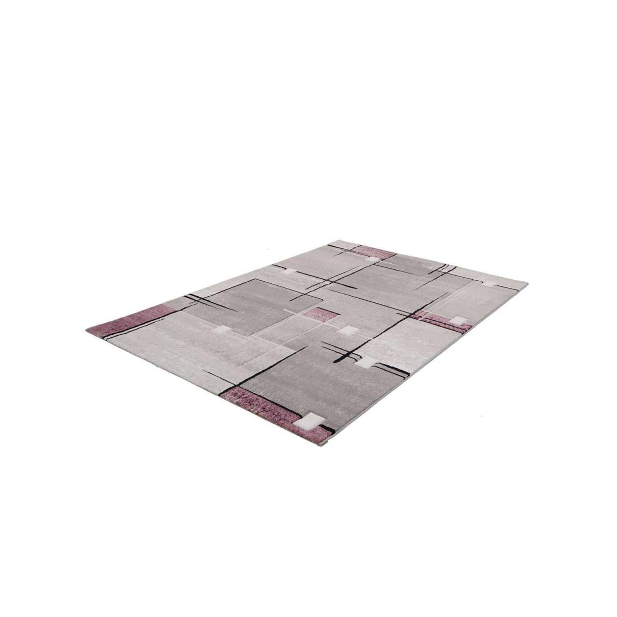 Tapis chambre tissé motif abstrait NOVA pourpre, UN AMOUR DE TAPIS
