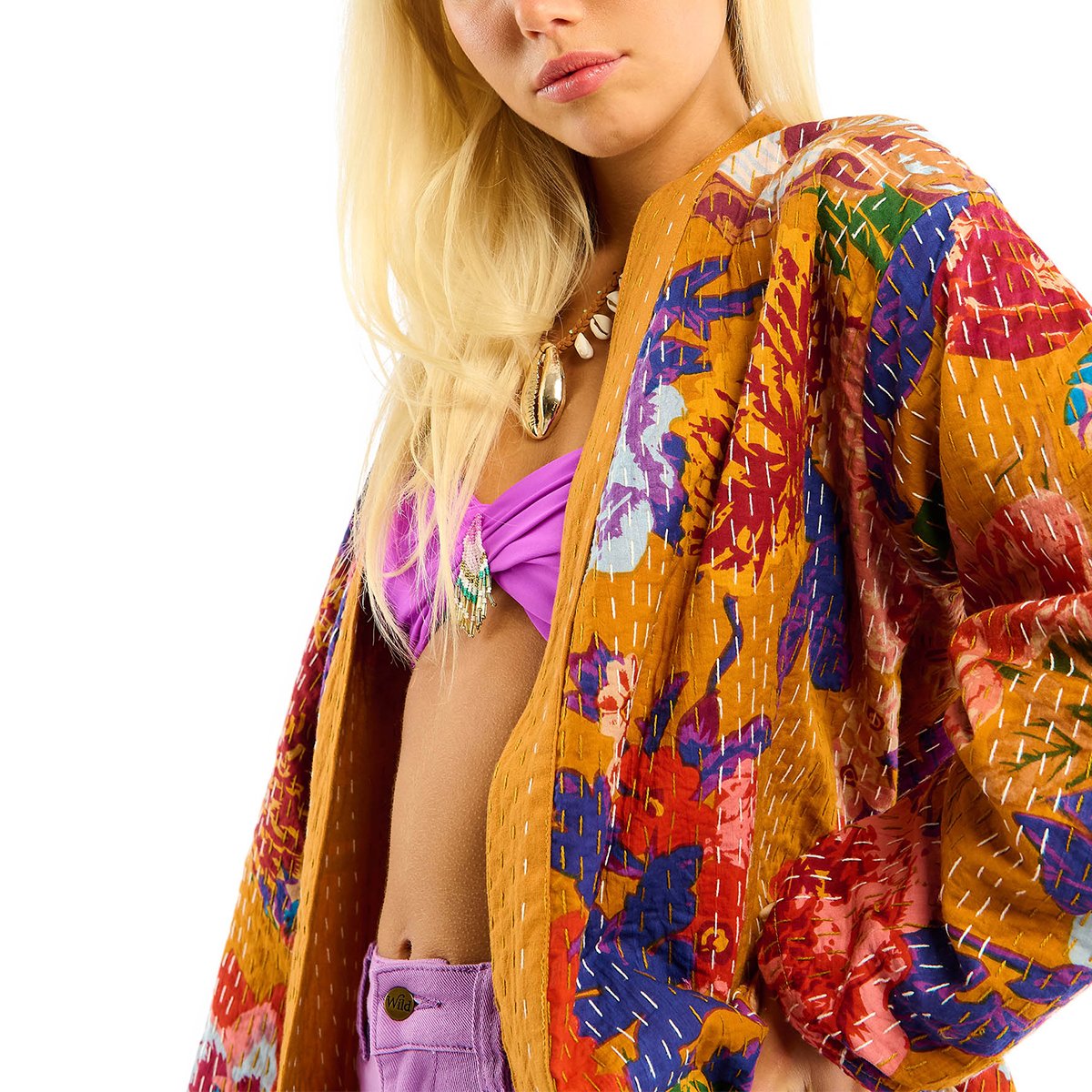 Kimono motif floral TOMMY jaune, WILD