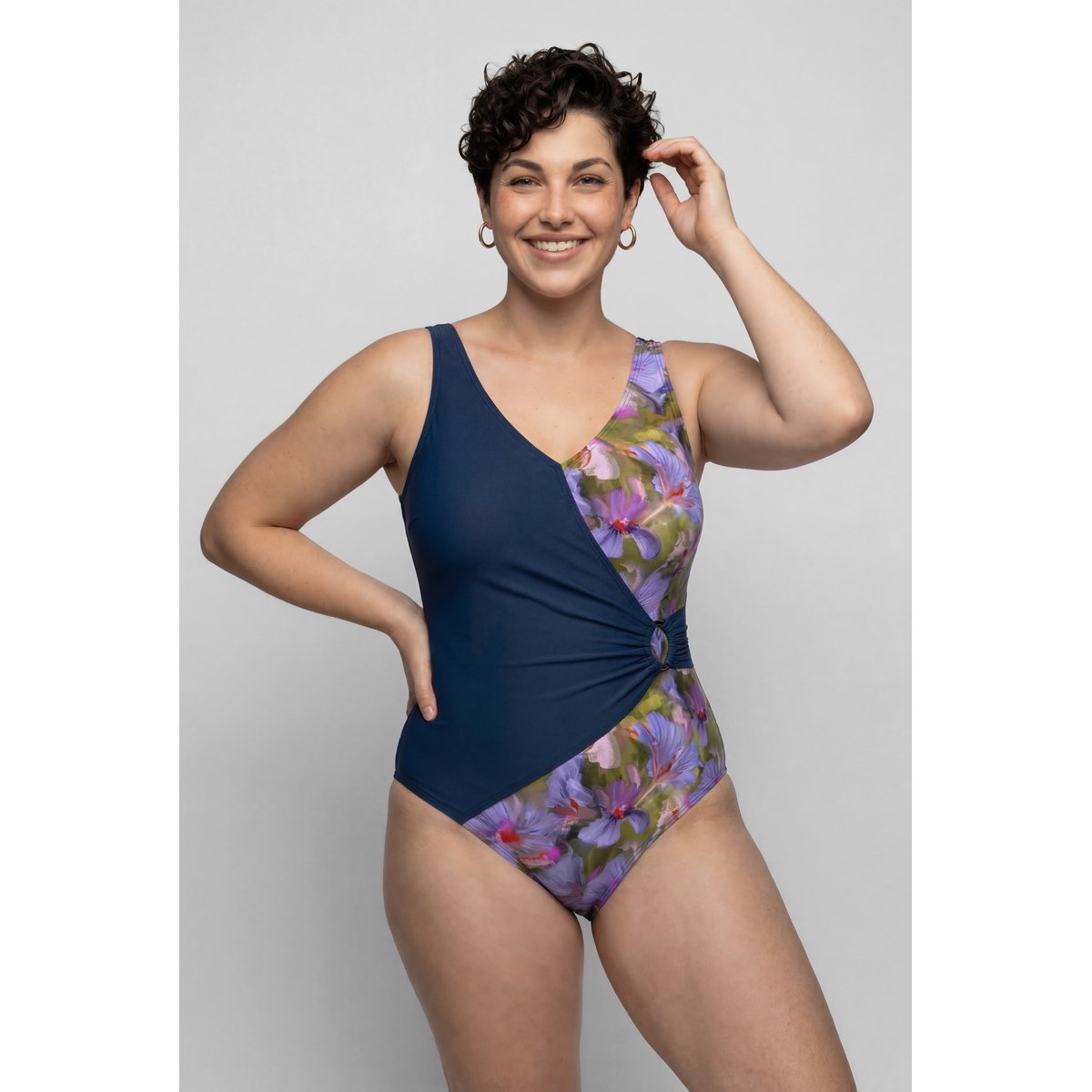 Maillot de bain effet cache-cœur bleu foncé, ULLA POPKEN
