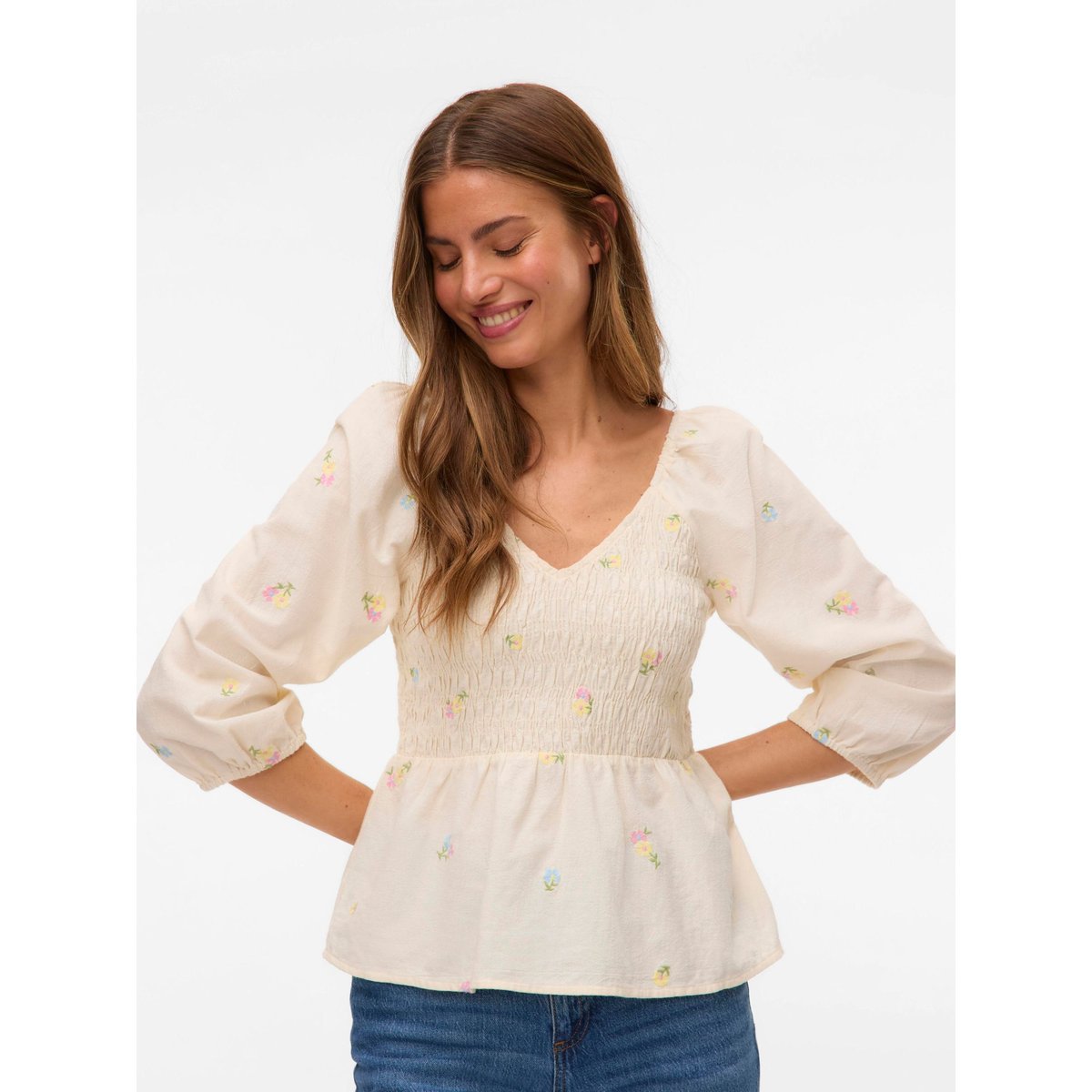 Top Smocké birch, VERO MODA