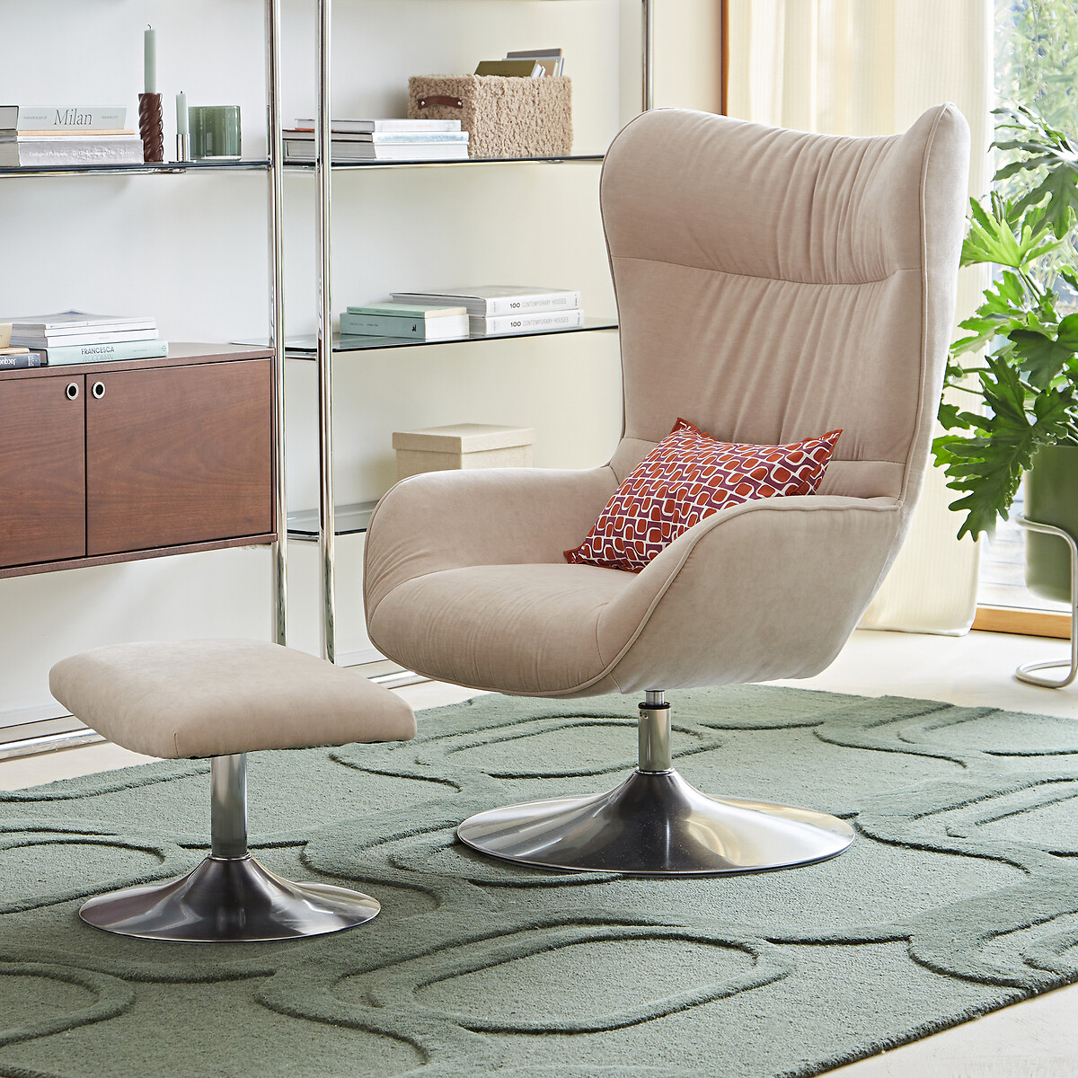 Draaibare fauteuil en voetensteun Oriana beige , LA REDOUTE INTERIEURS