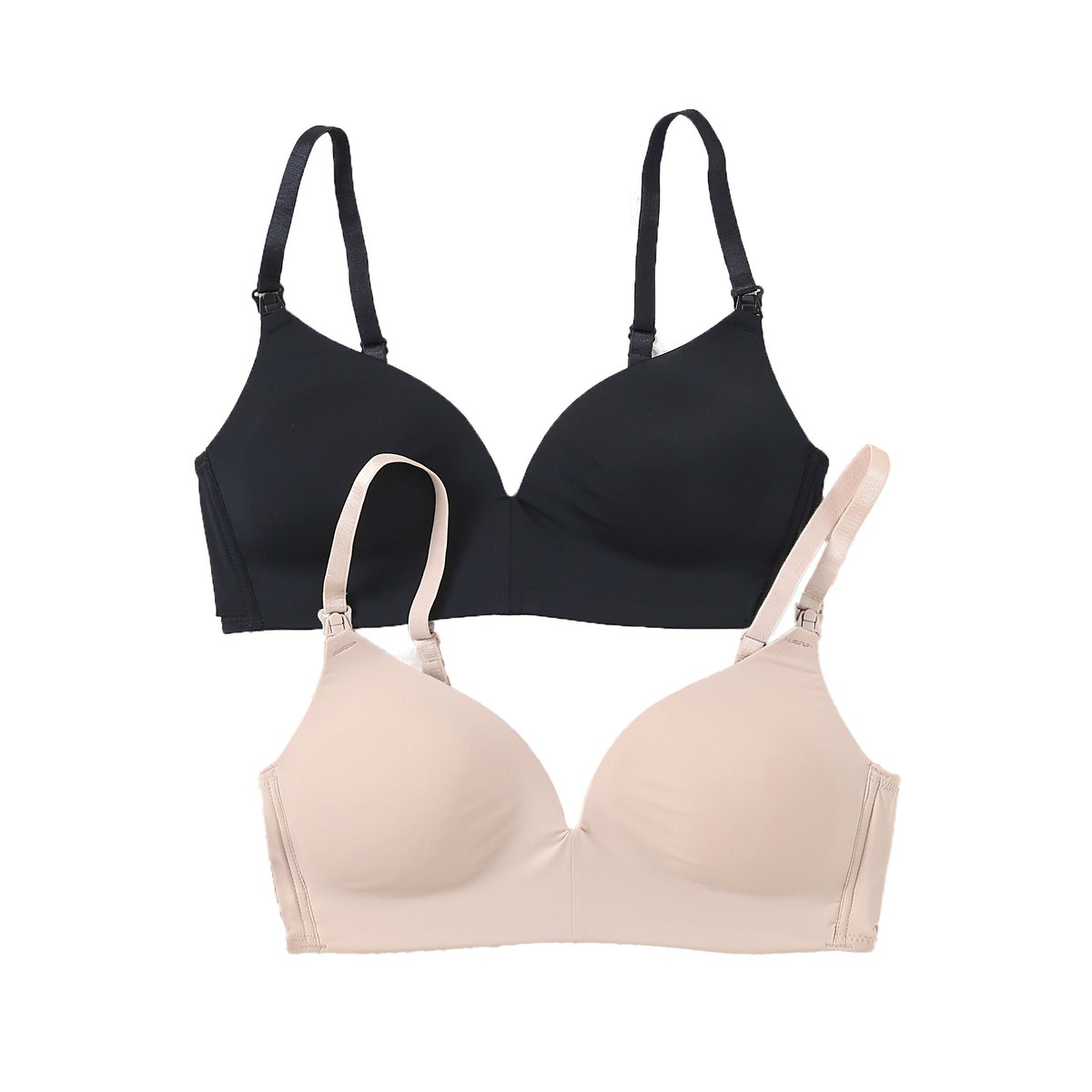 Lot de 2 soutiens-gorge d'allaitement en microfibre lot nude + noir, VERTBAUDET