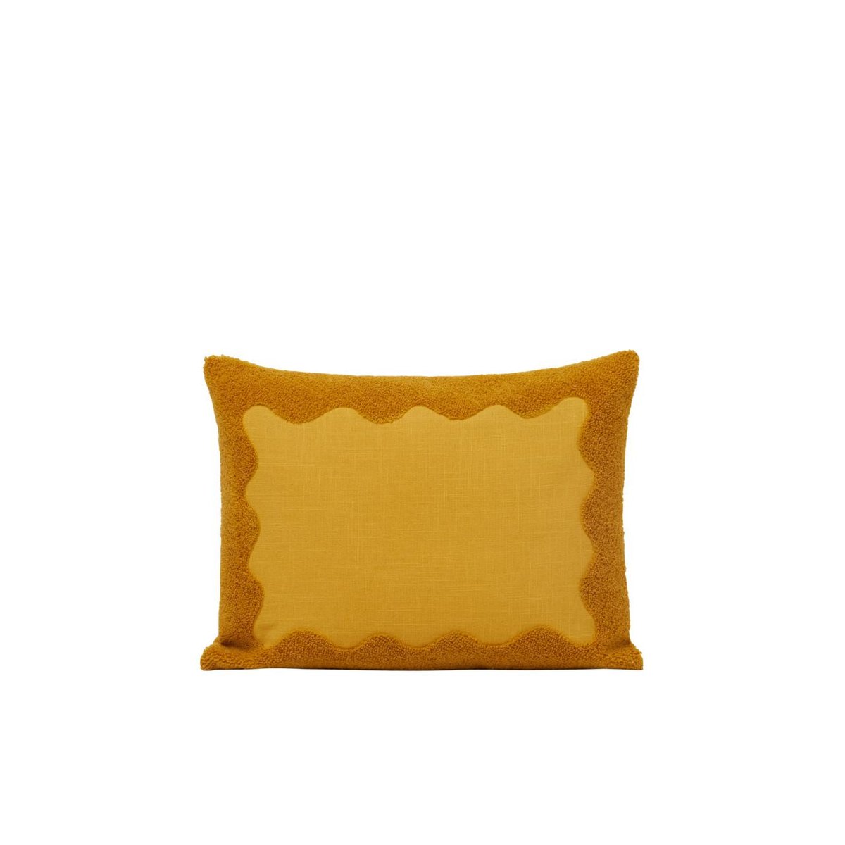 Housse De Coussin en Coton rebrodé d'une broderie bouclette NAMATA ocre, MADURA