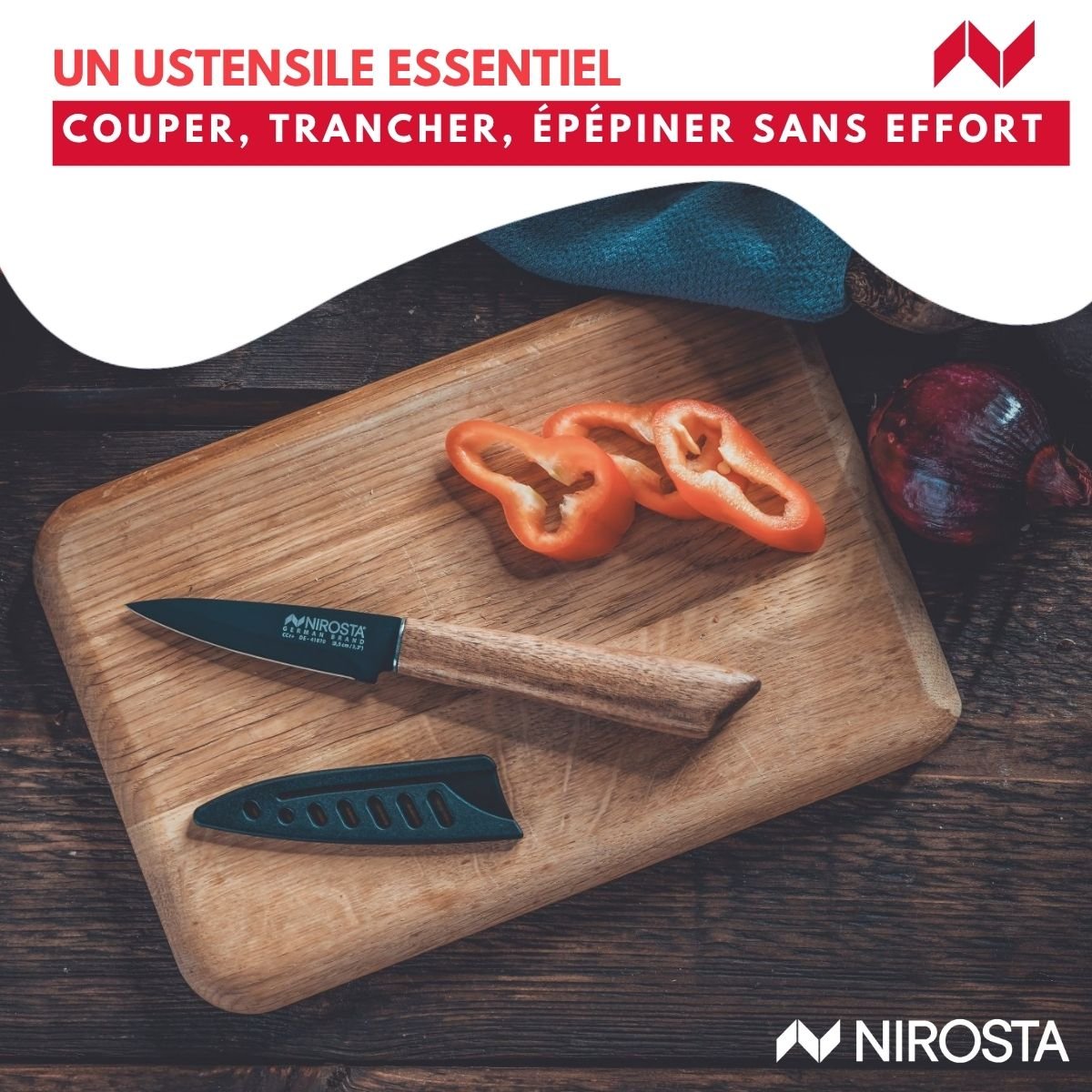 Couteau à légumes 19,5 cm FLOW bois,noir, NIROSTA