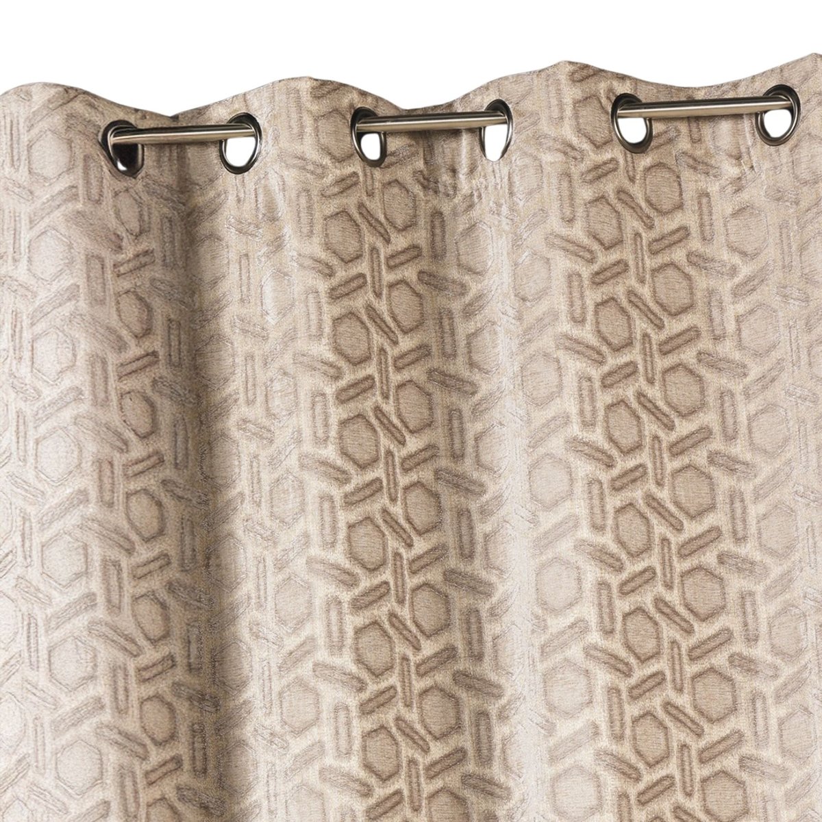 Rideau occultant en jacquard à motif géométrique beige, HOME MAISON