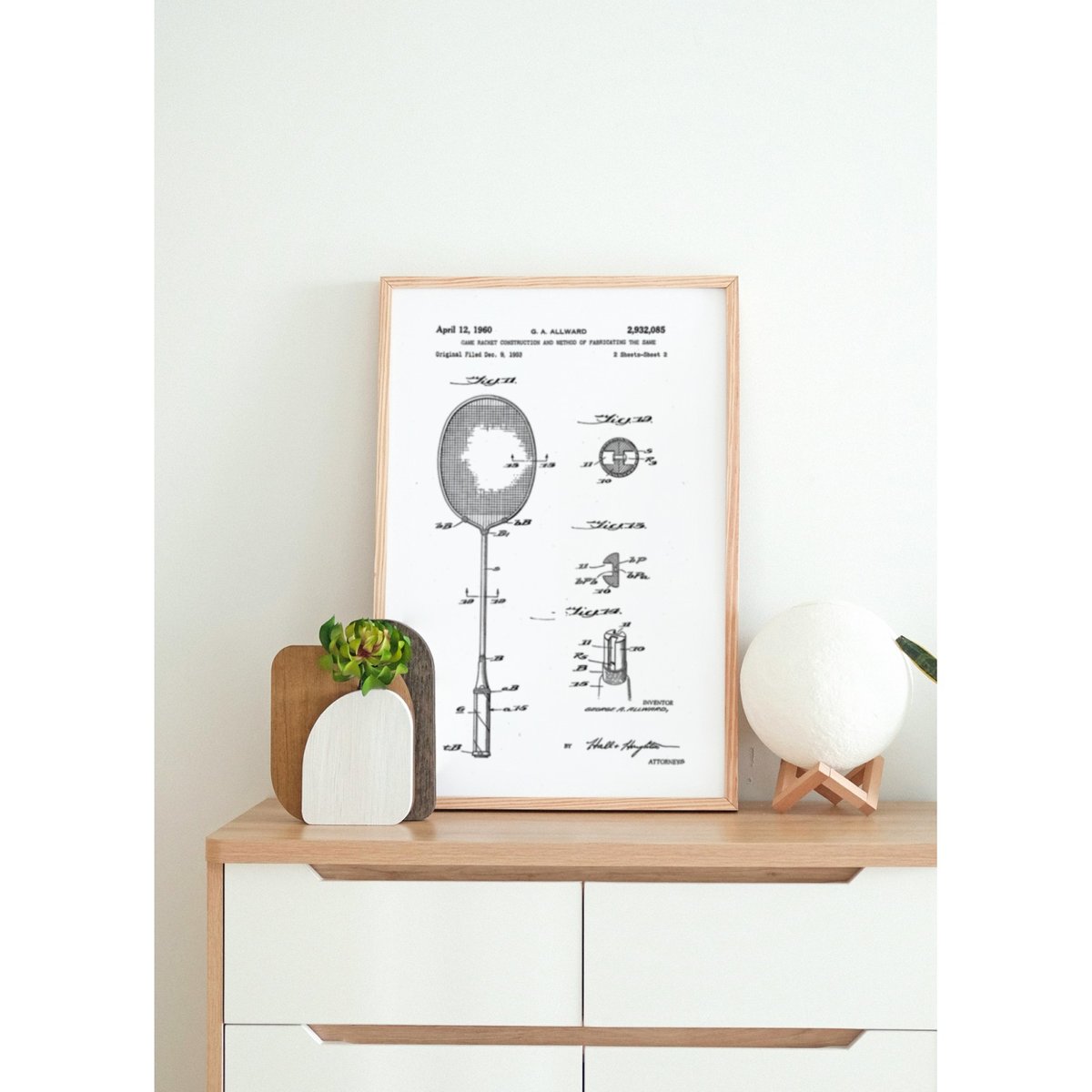 Affiche Brevet raquette badminton blanc, L'AFFICHERIE