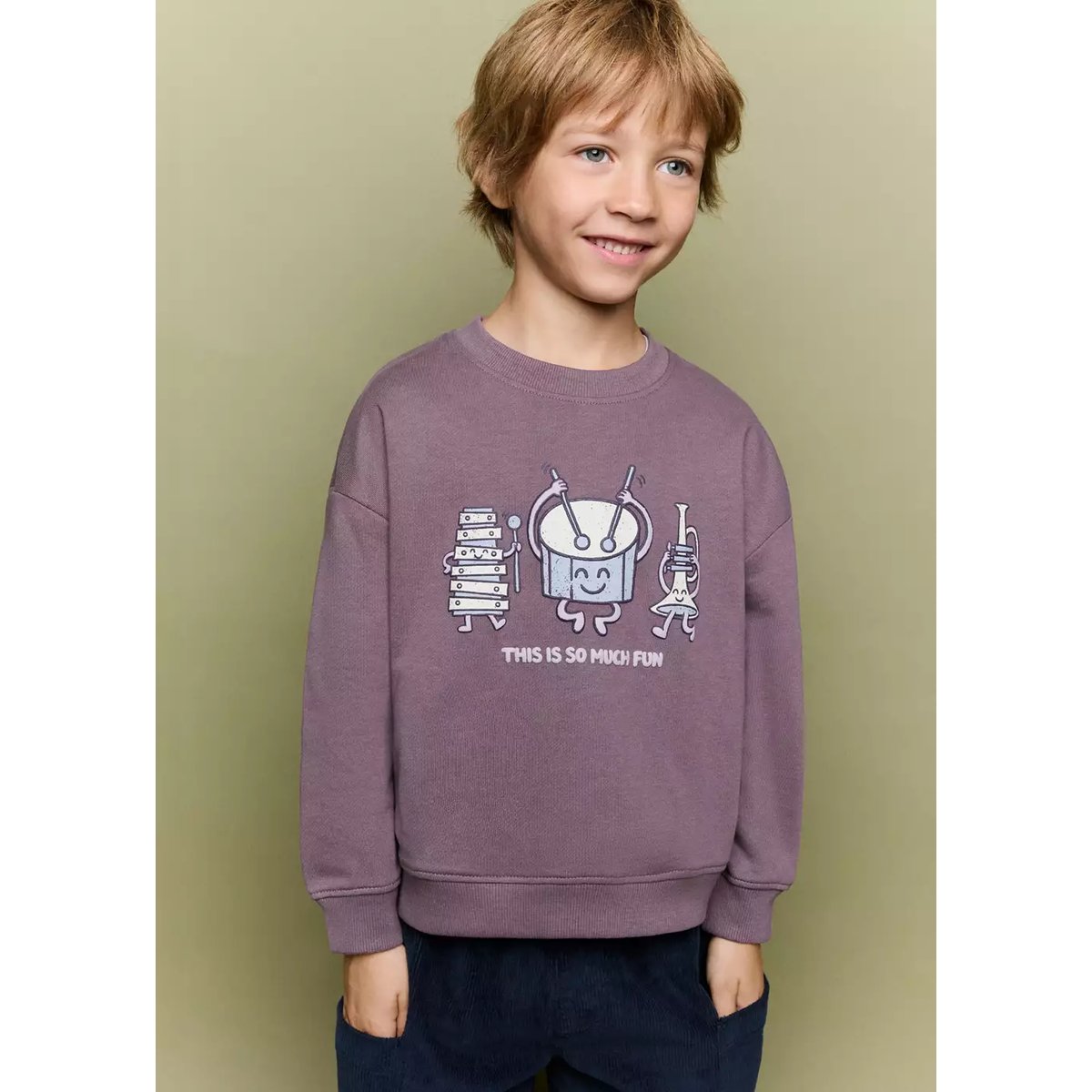 Sweat relaxed fit imprimé pourpre, MANGO BABY