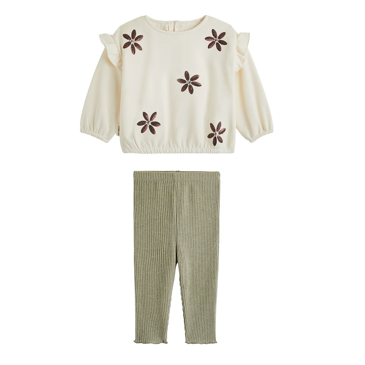Ensemble bébé sweat en molleton et legging Misti kaki, PETIT BEGUIN