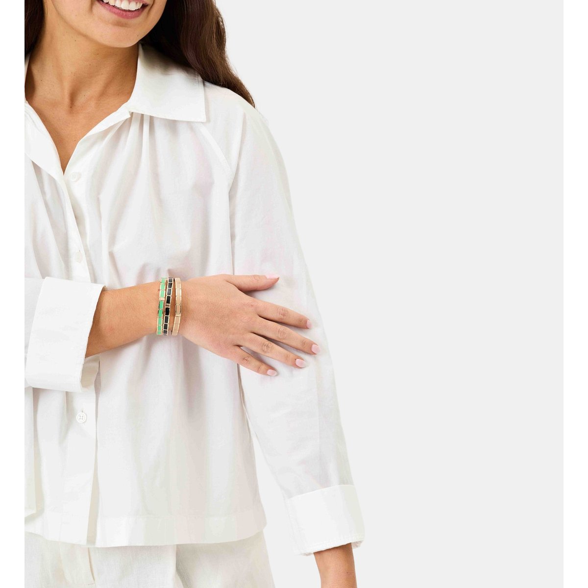 Bracelet larges facettes horizontales beige, SIMONE A BORDEAUX