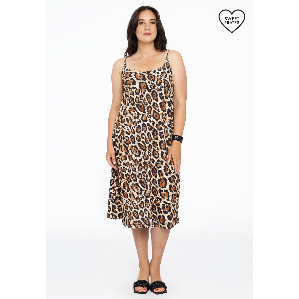 Robe avec imprimé léopard brun clair, YOEK