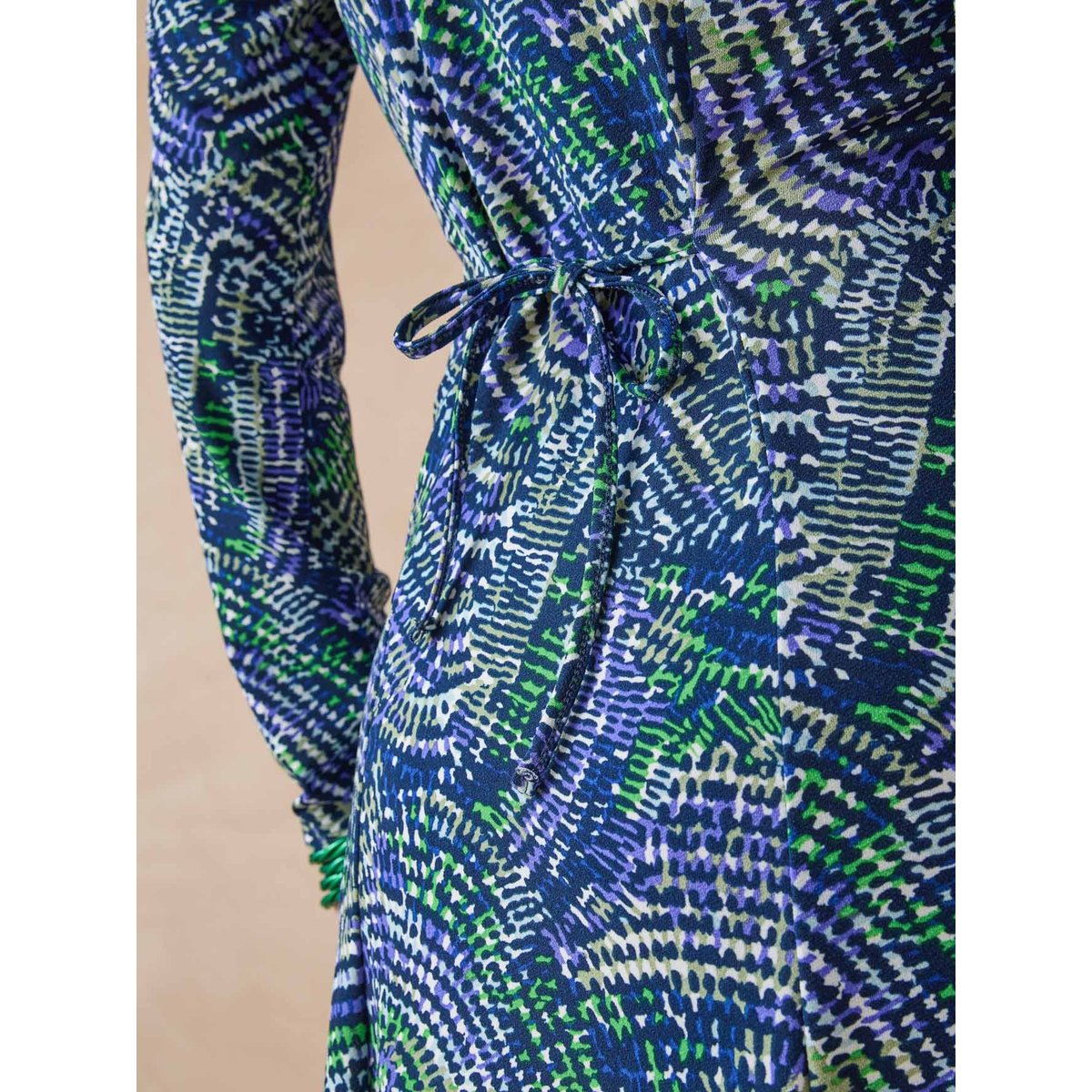 Robe fluide manches longues imprimé bleu, DAXON
