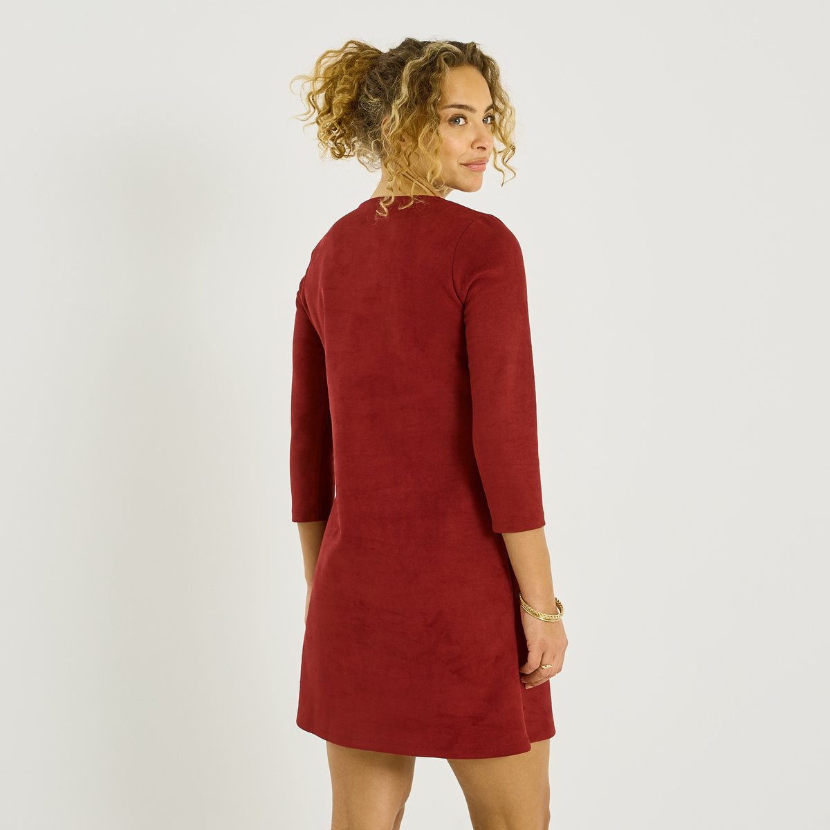 Robe courte en suédine orange bordeaux, GRAIN DE MALICE