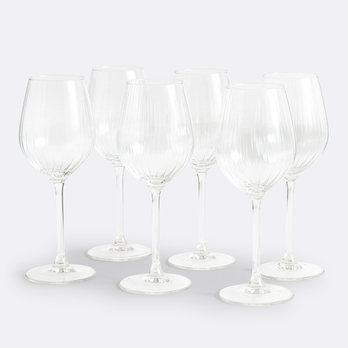 Lot de 6 verres à vin en verre plissé, Pliso transparent, LA REDOUTE INTERIEURS