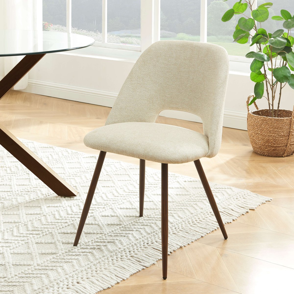 Chaises tissu pieds (lot de 2)  ELISABETH beige, BAÏTA
