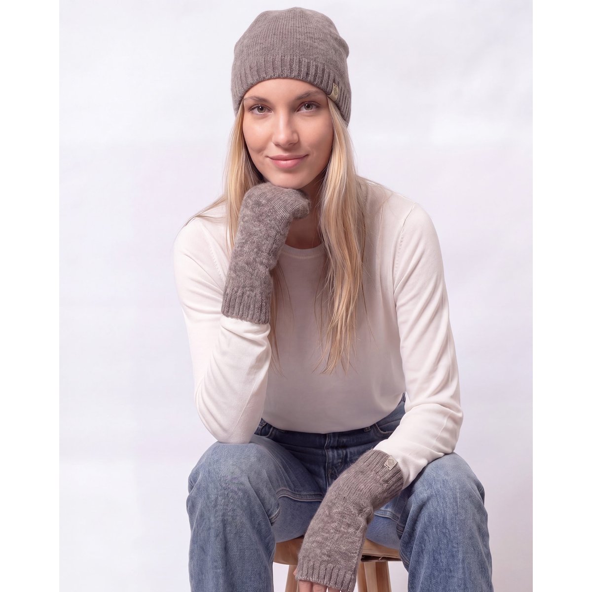 Mitaines maille soft touch effet cachemire taille unique extensible brun marron, ISOTONER