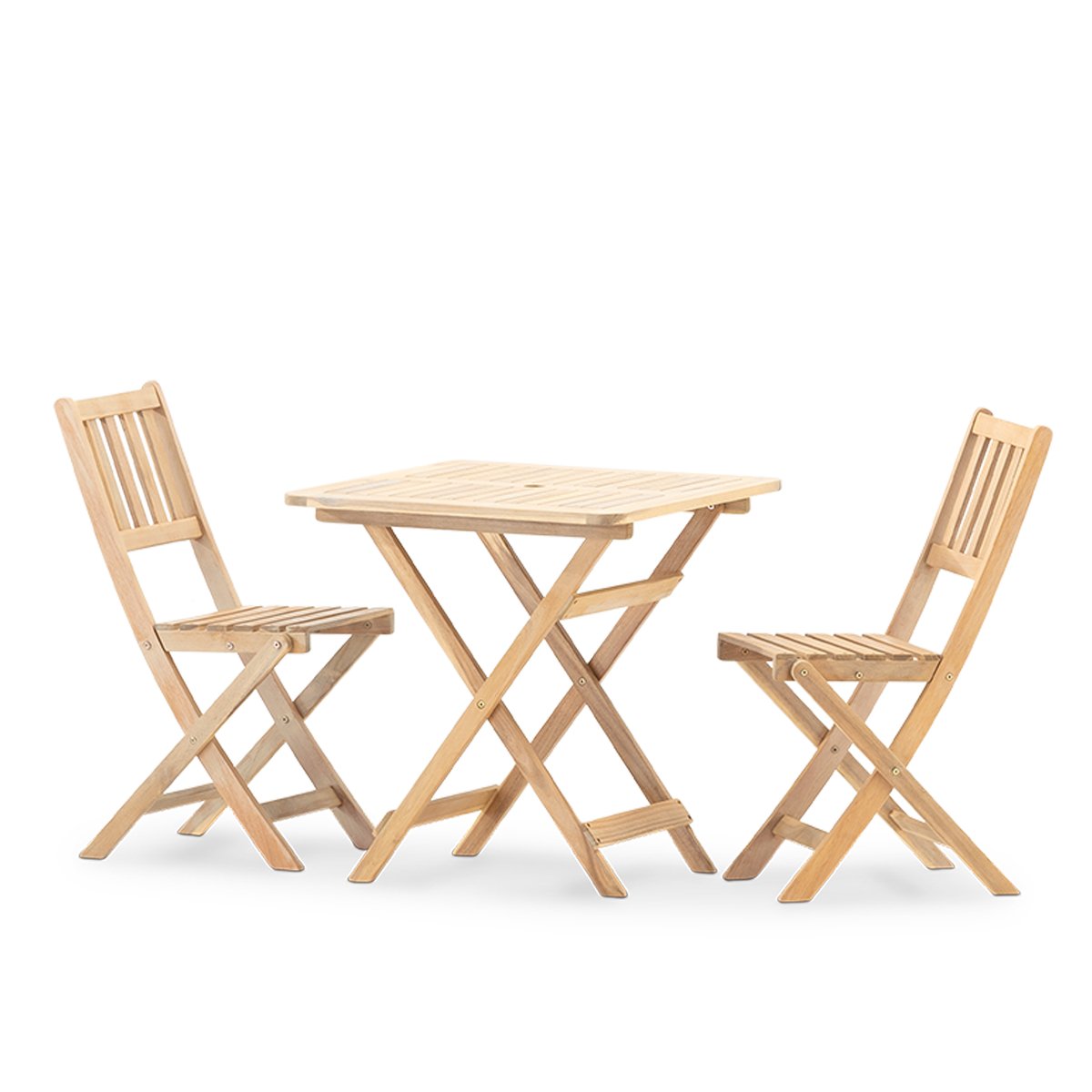 Salon de jardin, 2 chaises, JAVA LIGHT bois clair, DEFORA HOME