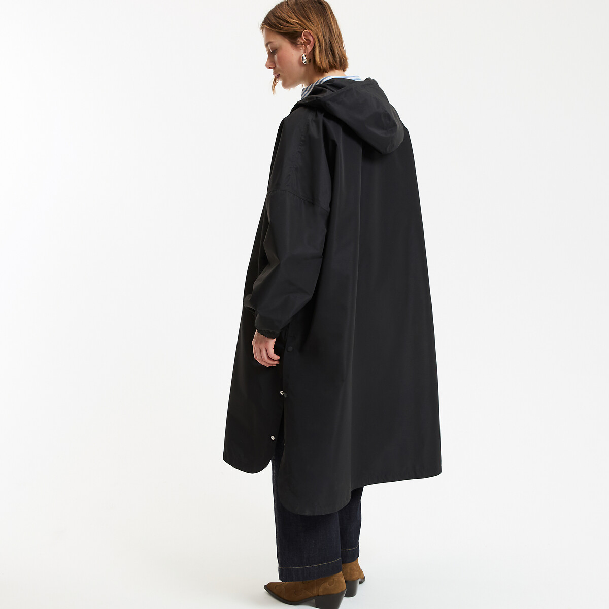 Coupe-vent oversize maxi long à capuche noir, LA REDOUTE COLLECTIONS