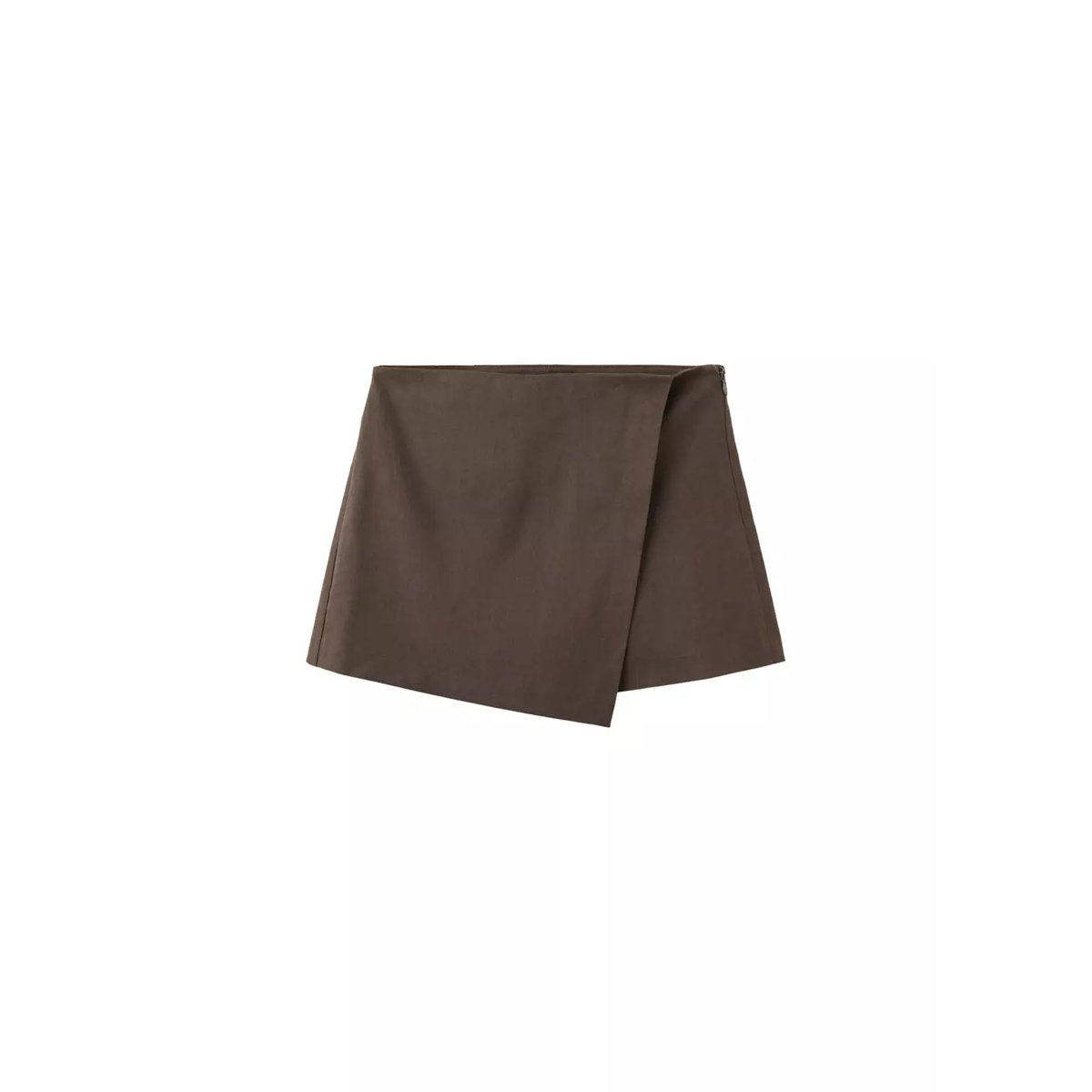 Jupe-culotte en lin chocolat, MANGO