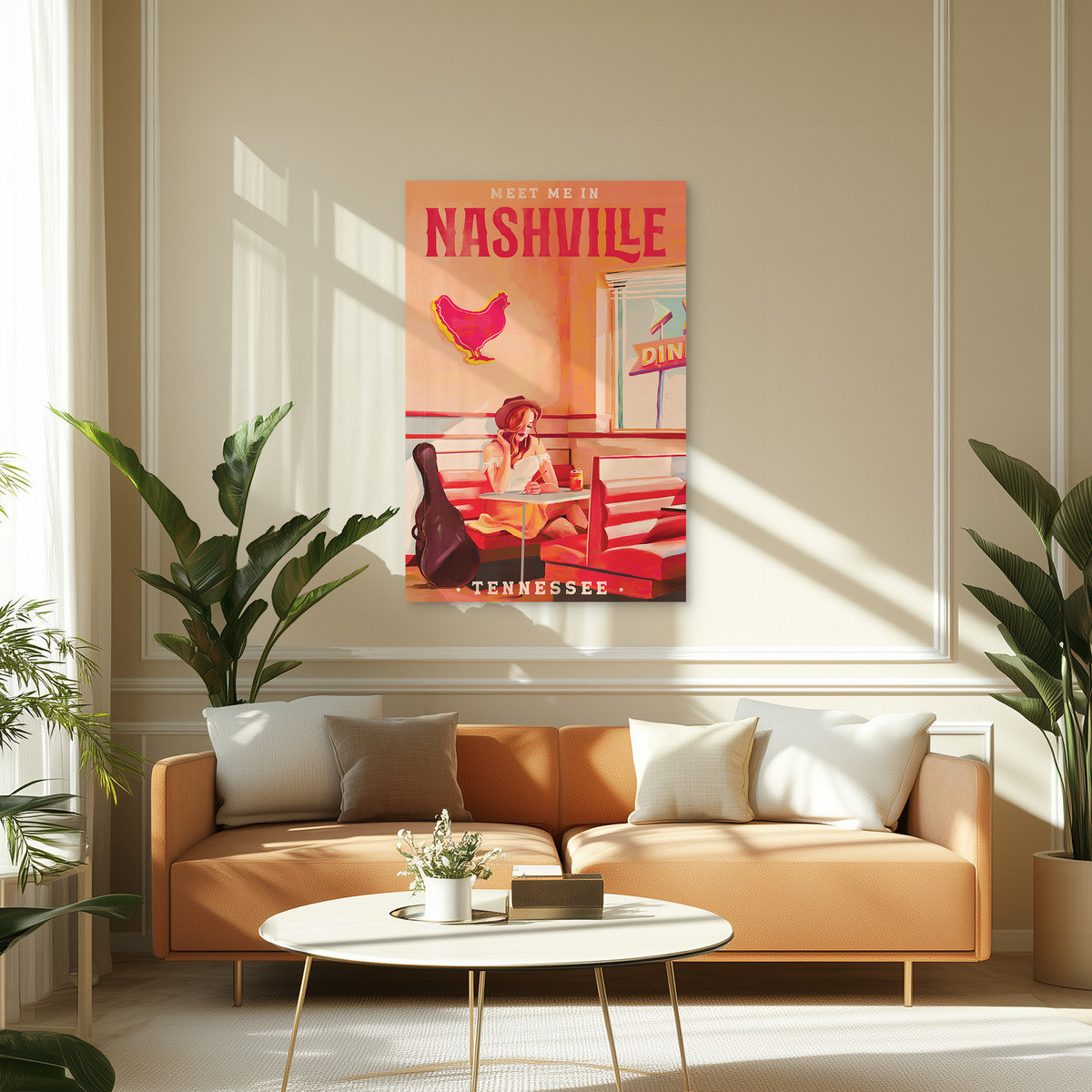 Tableau Sur Toile Nashville Rétro ILLUSTRATION tableaux sur toile-orange, CEANOTHE