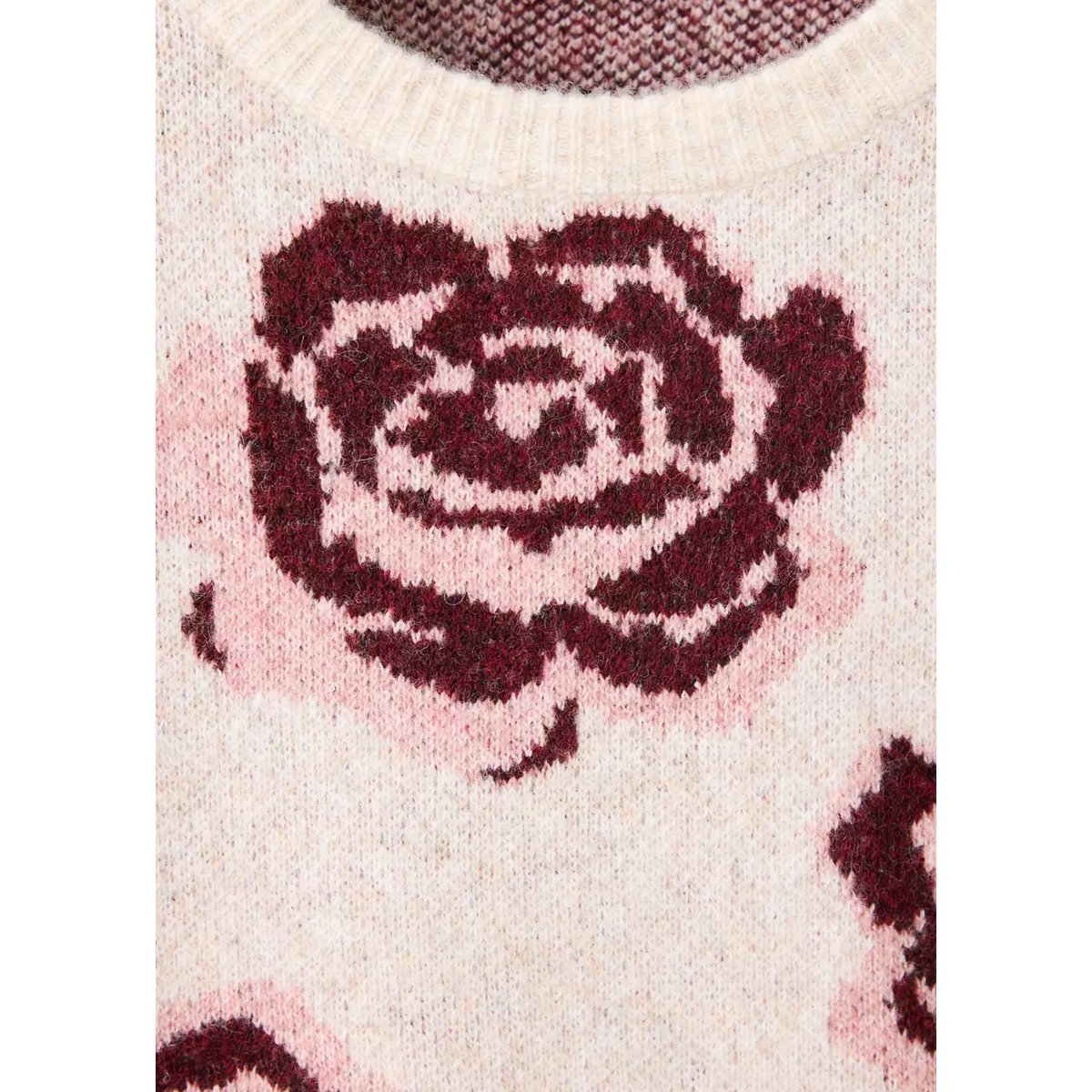 Pull-over maille fleurs beige, MANGO KIDS