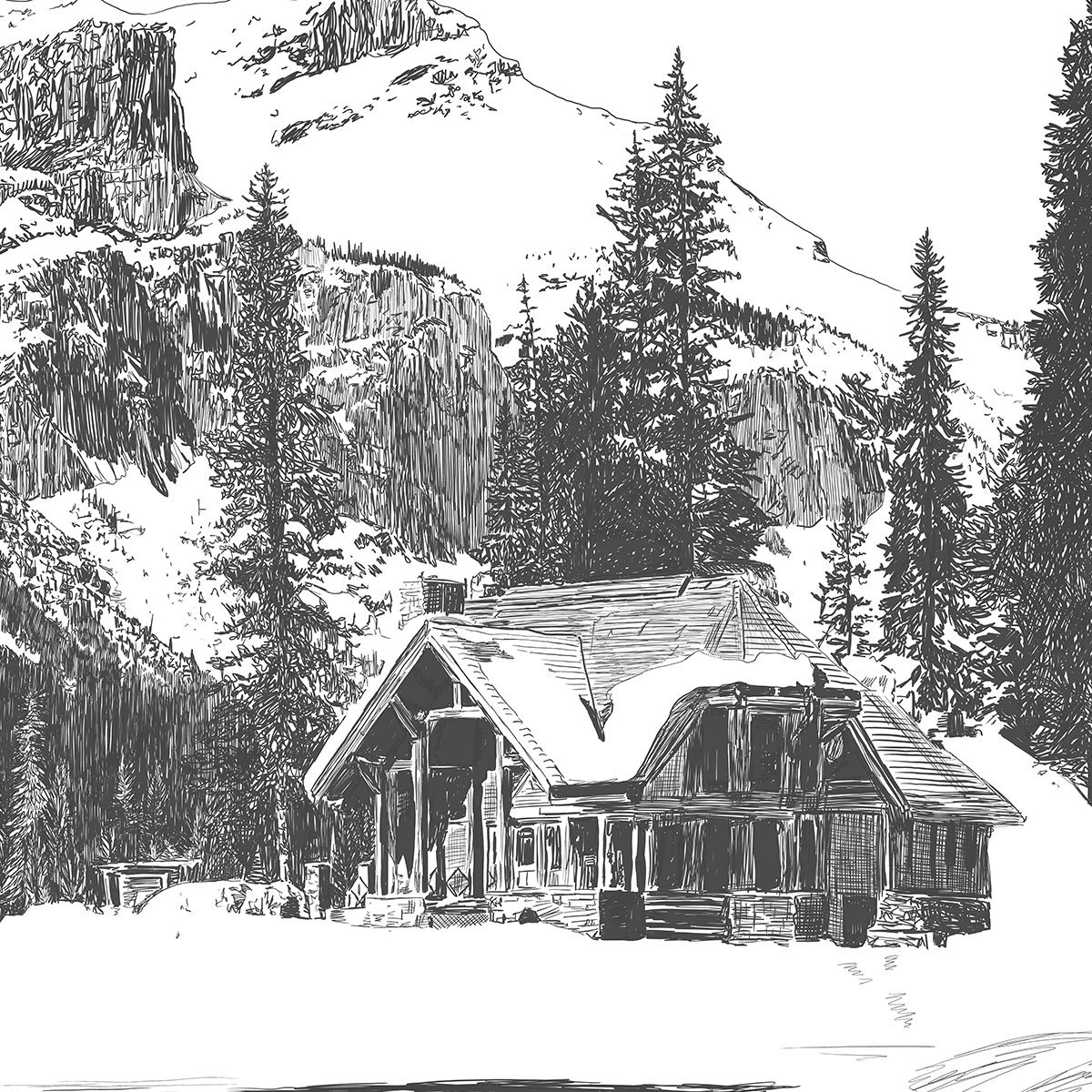 Papier peint chalet noir, HEXOA