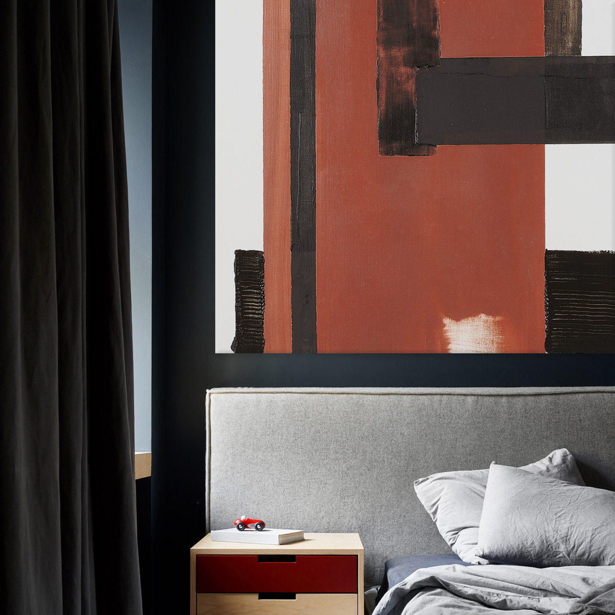 Tableau archit rouge en toile imprimée, 200x110 cm rouge, ACTE DECO
