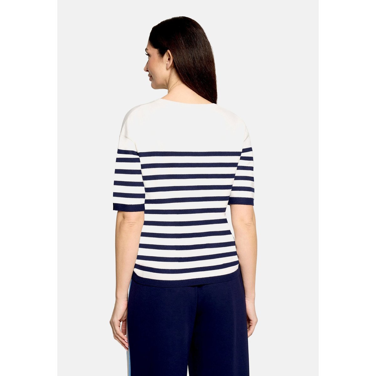 Pull-over en maille à encolure ronde blanc/bleu, CARTOON