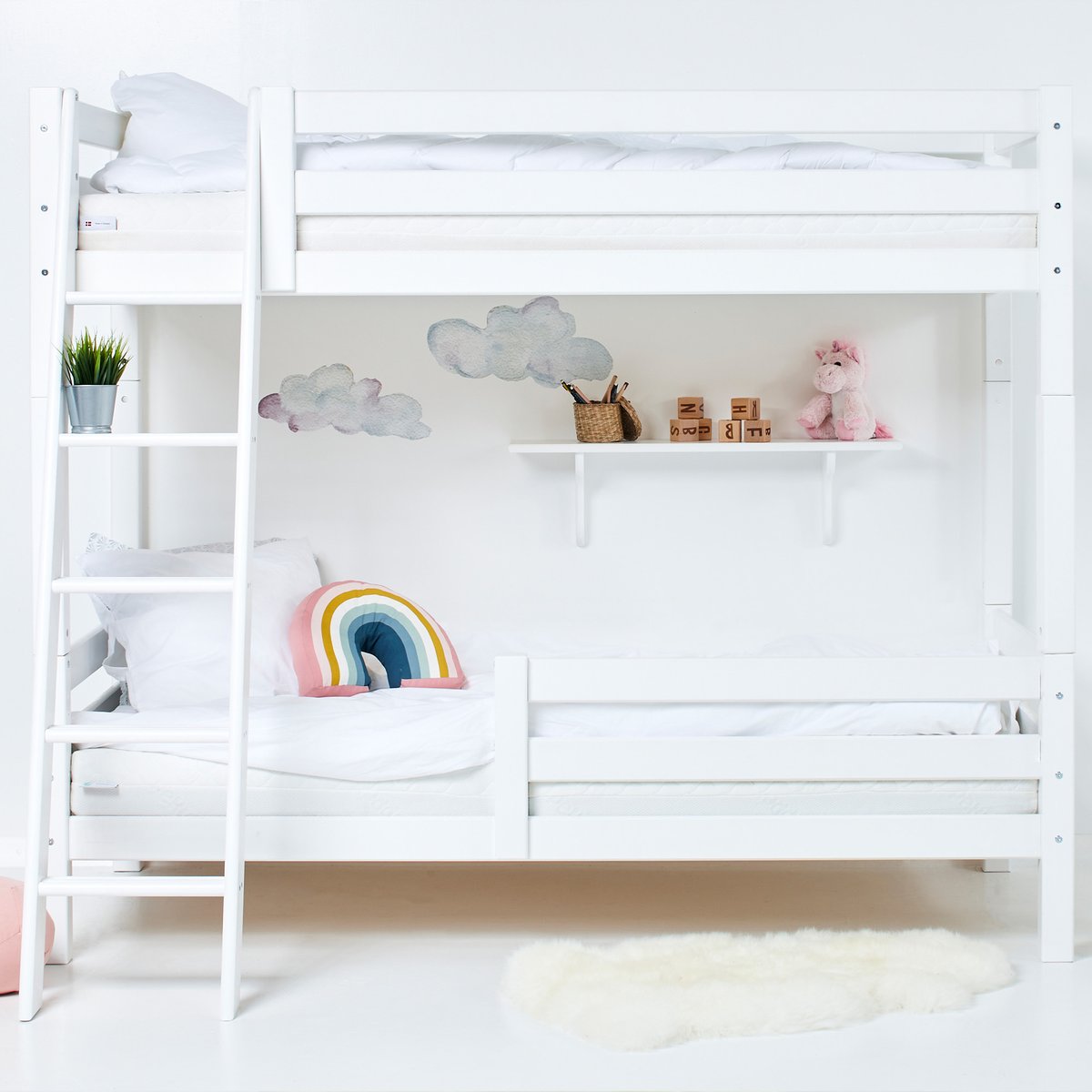 Lit Superposé pin massif ECO LUXURY blanc, HOPPEKIDS