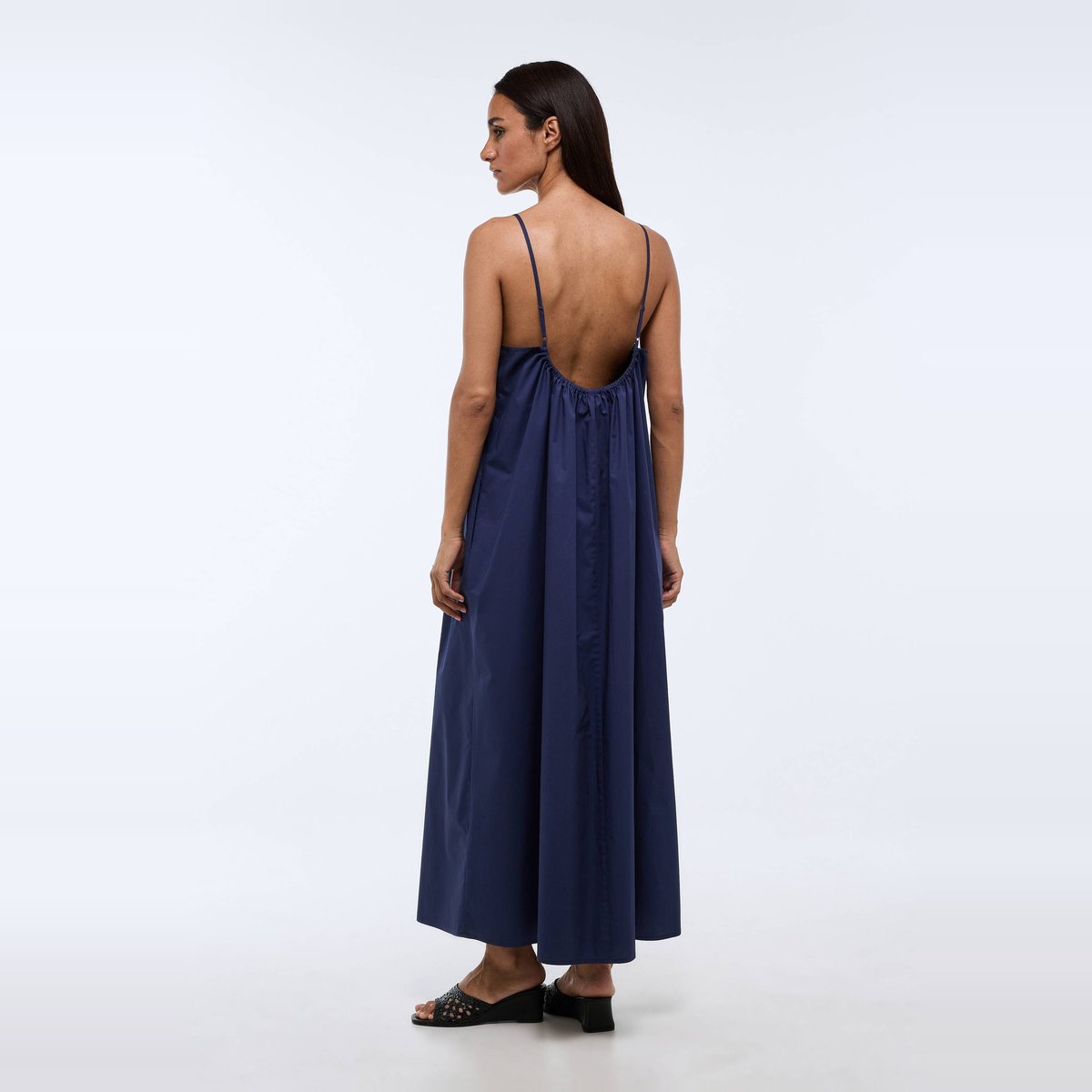 Robe longue à bretelles en coton BIO GOTS penombre, MONOPRIX