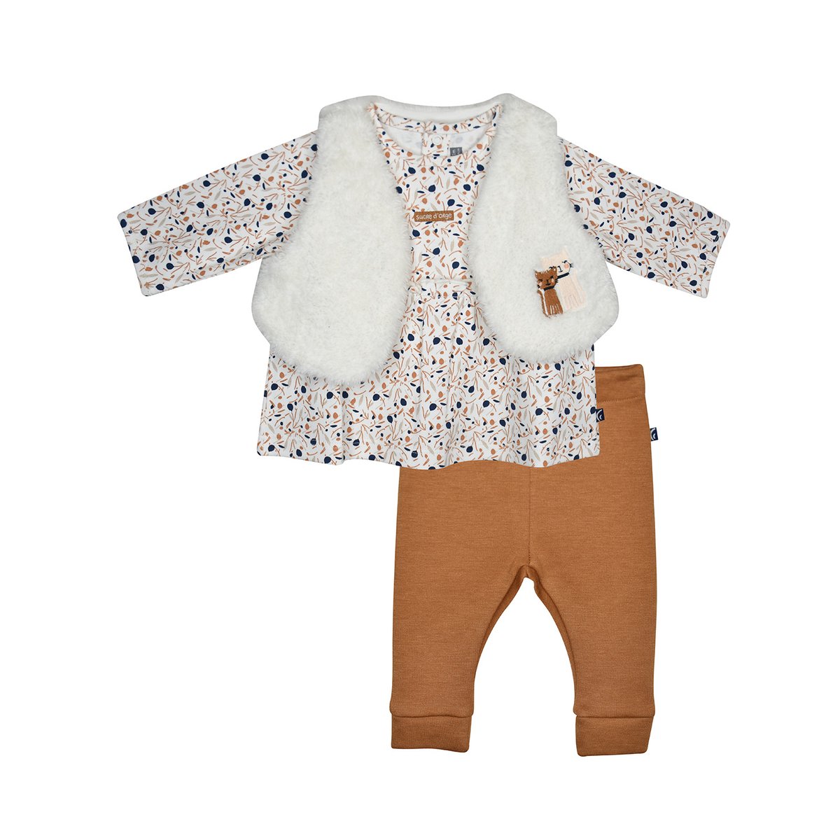 Ensemble tshirt pantalon gilet sans manches margot blanc, SUCRE D'ORGE