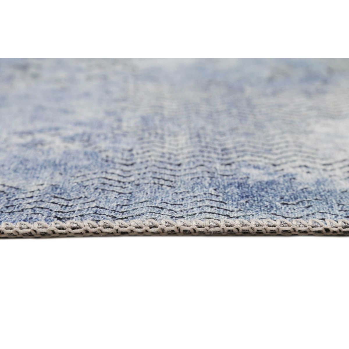 Tapis plat inspiration vintage , RADIATE gris et bleu, WECON HOME